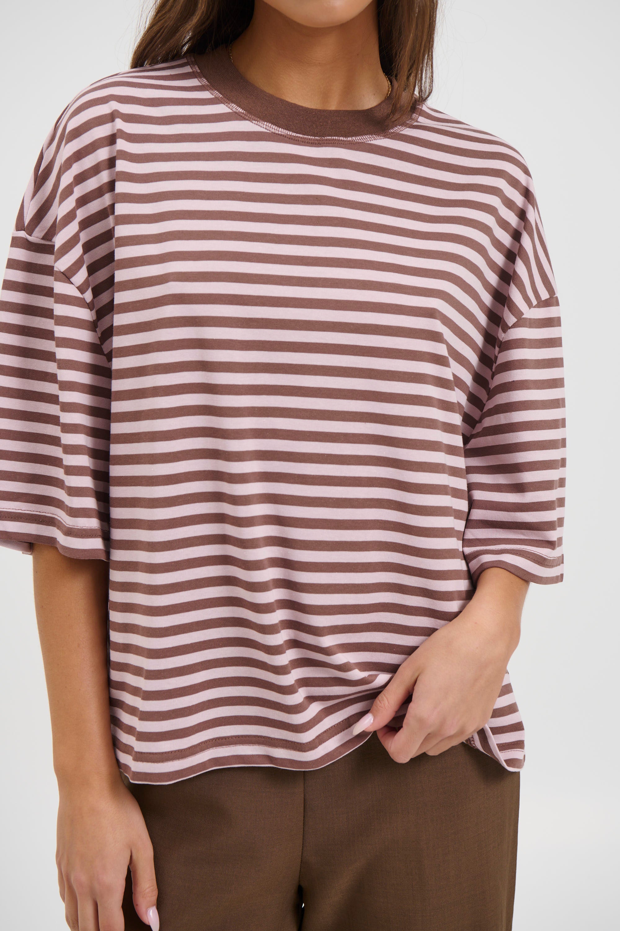 Bloom Short Sleeve Chocolate Blush Stripe