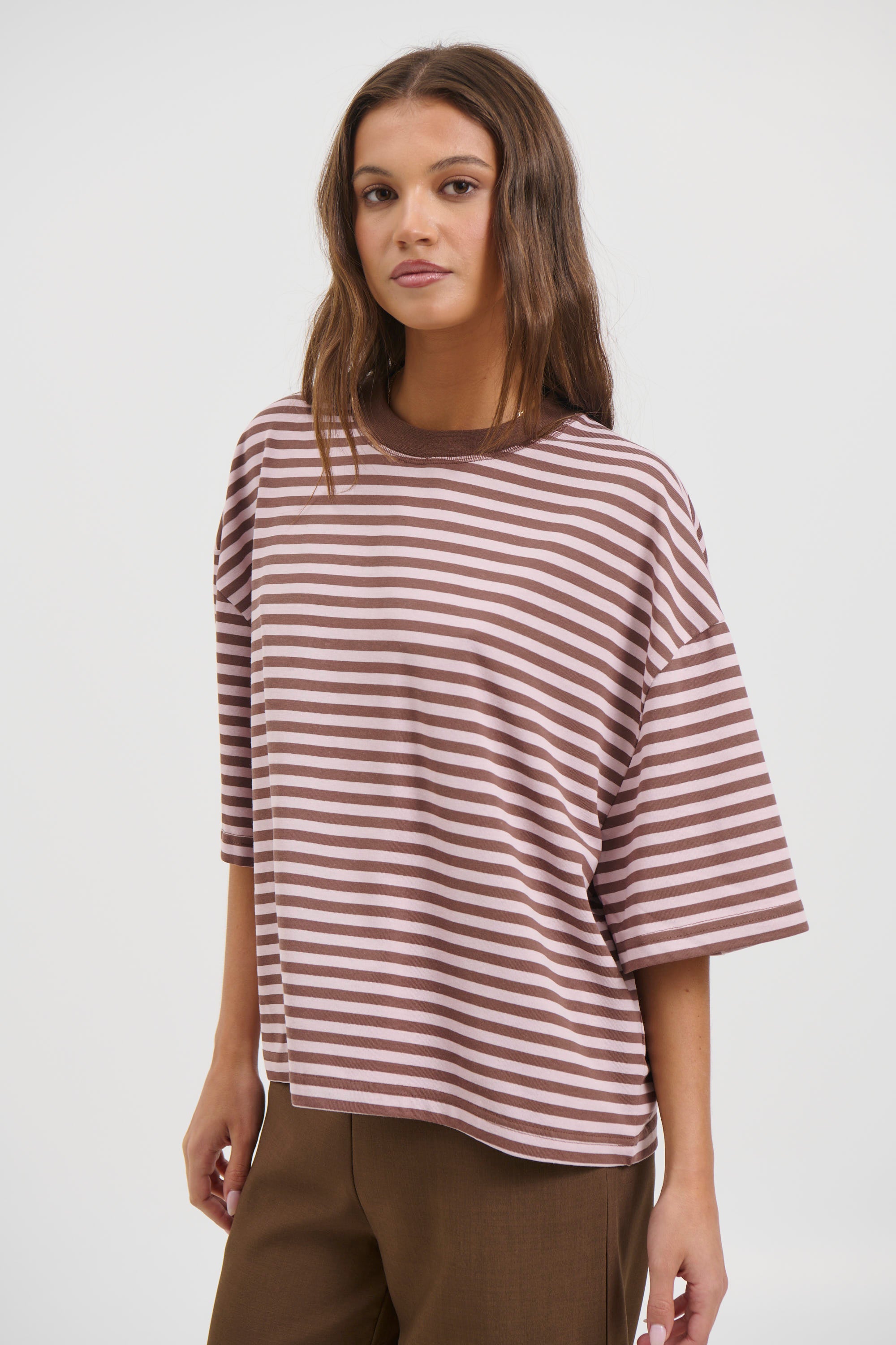 Bloom Short Sleeve Chocolate Blush Stripe