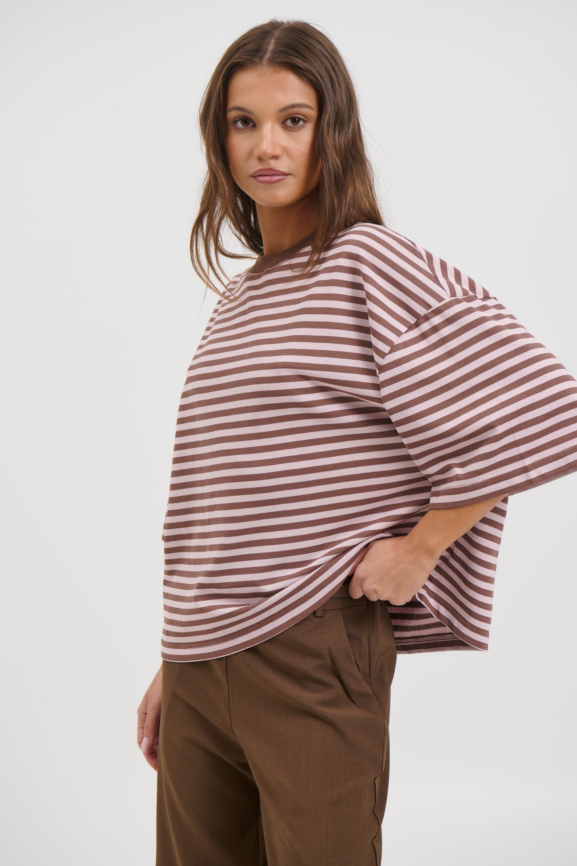 Bloom Short Sleeve Chocolate Blush Stripe