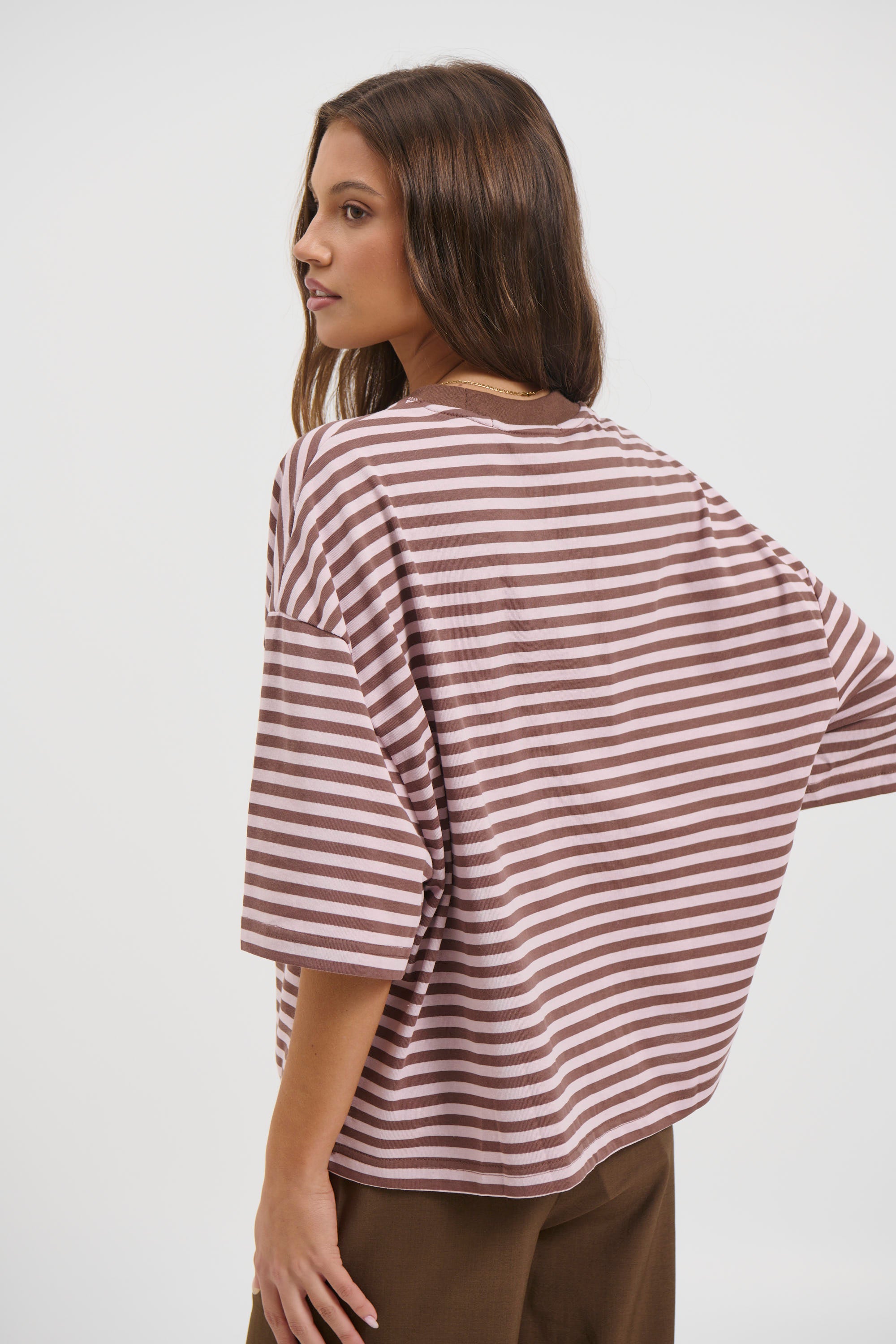 Bloom Short Sleeve Chocolate Blush Stripe