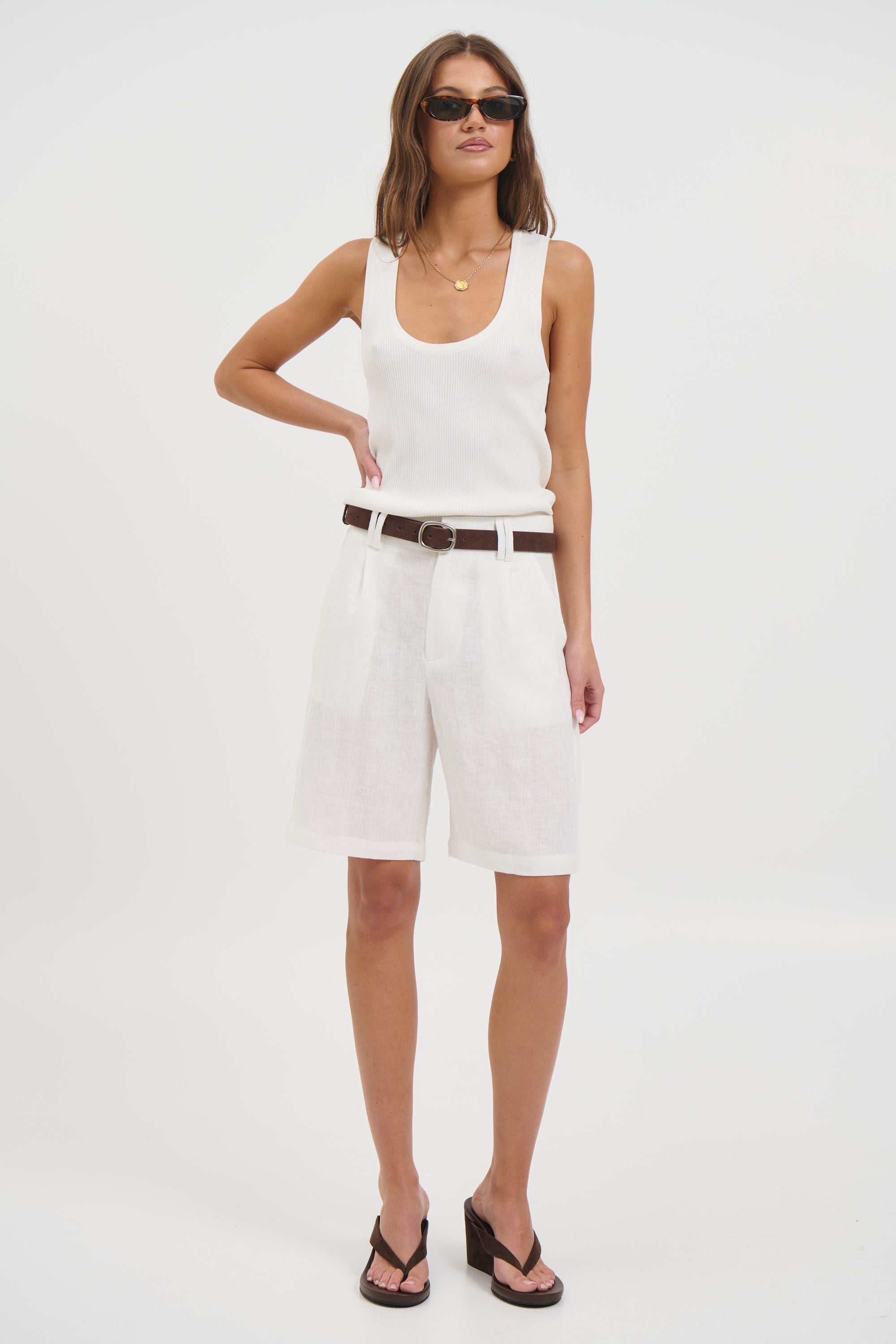 Dora Linen Short White