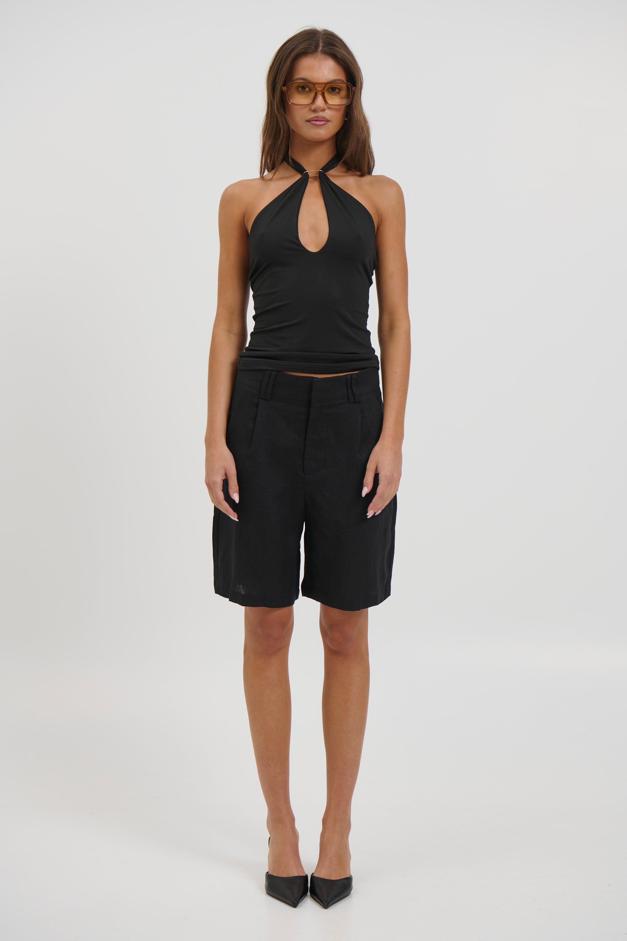 Dora Linen Short Black