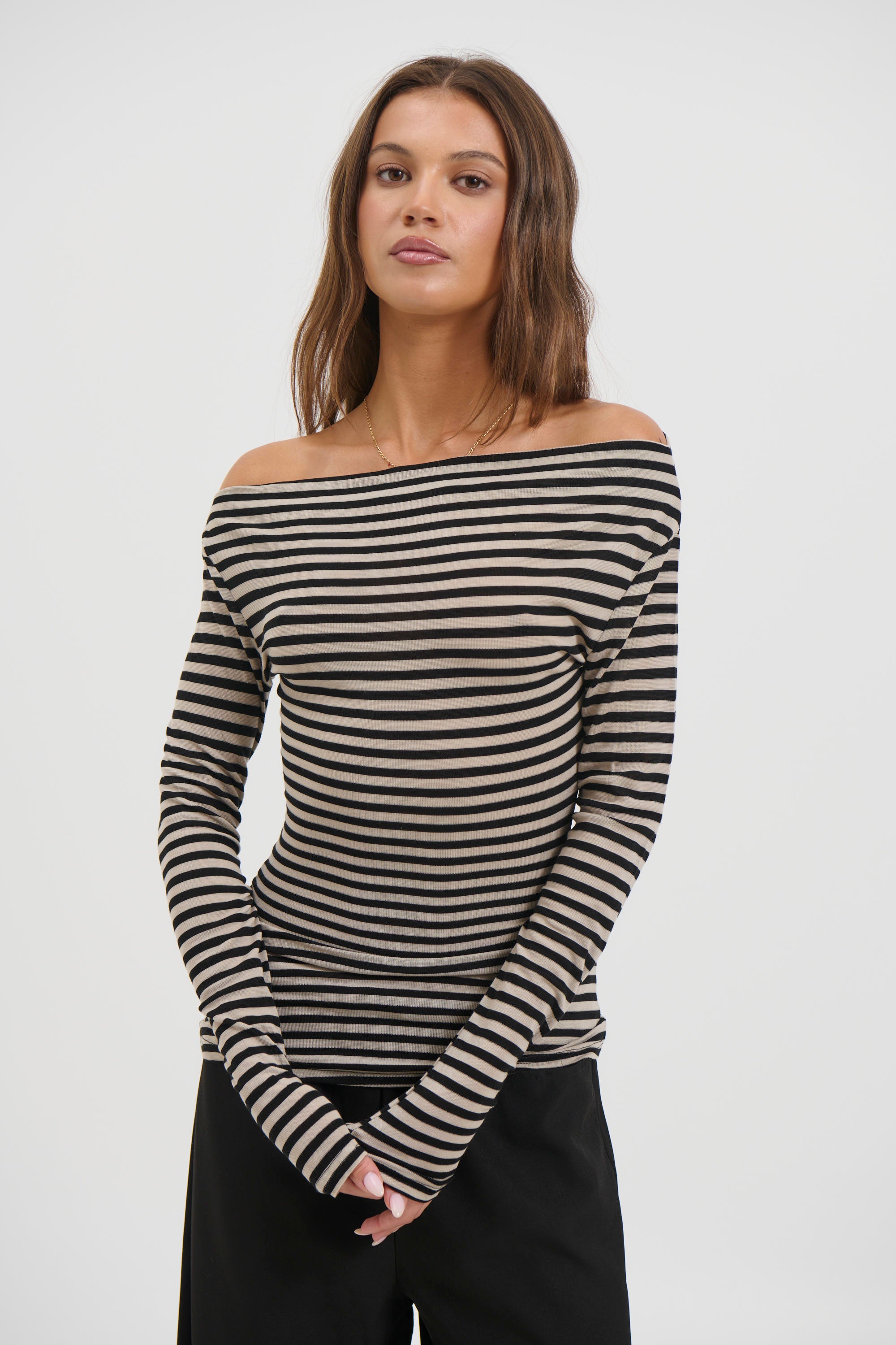 Steffani Long Sleeve Beige Stripe