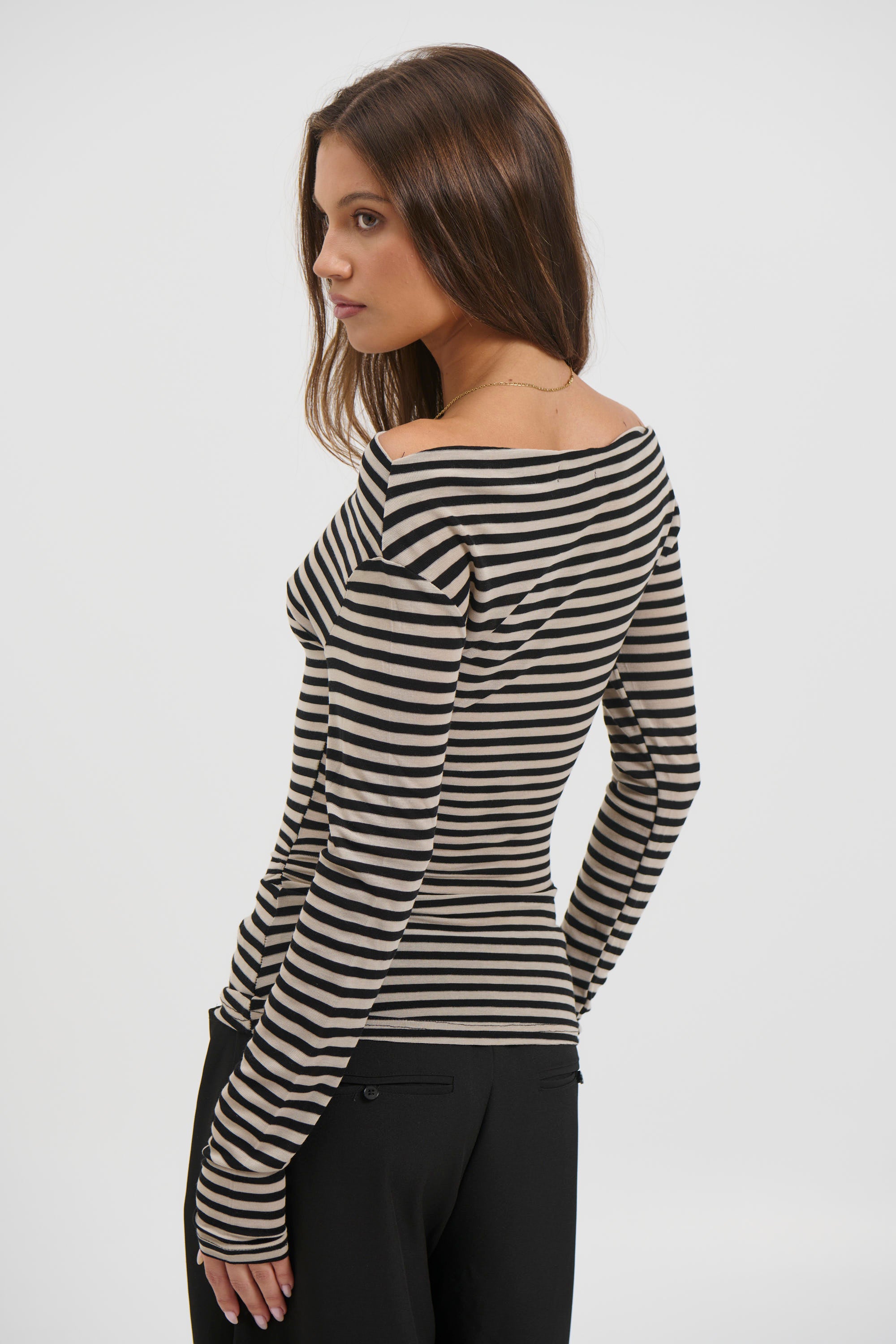 Steffani Long Sleeve Beige Stripe