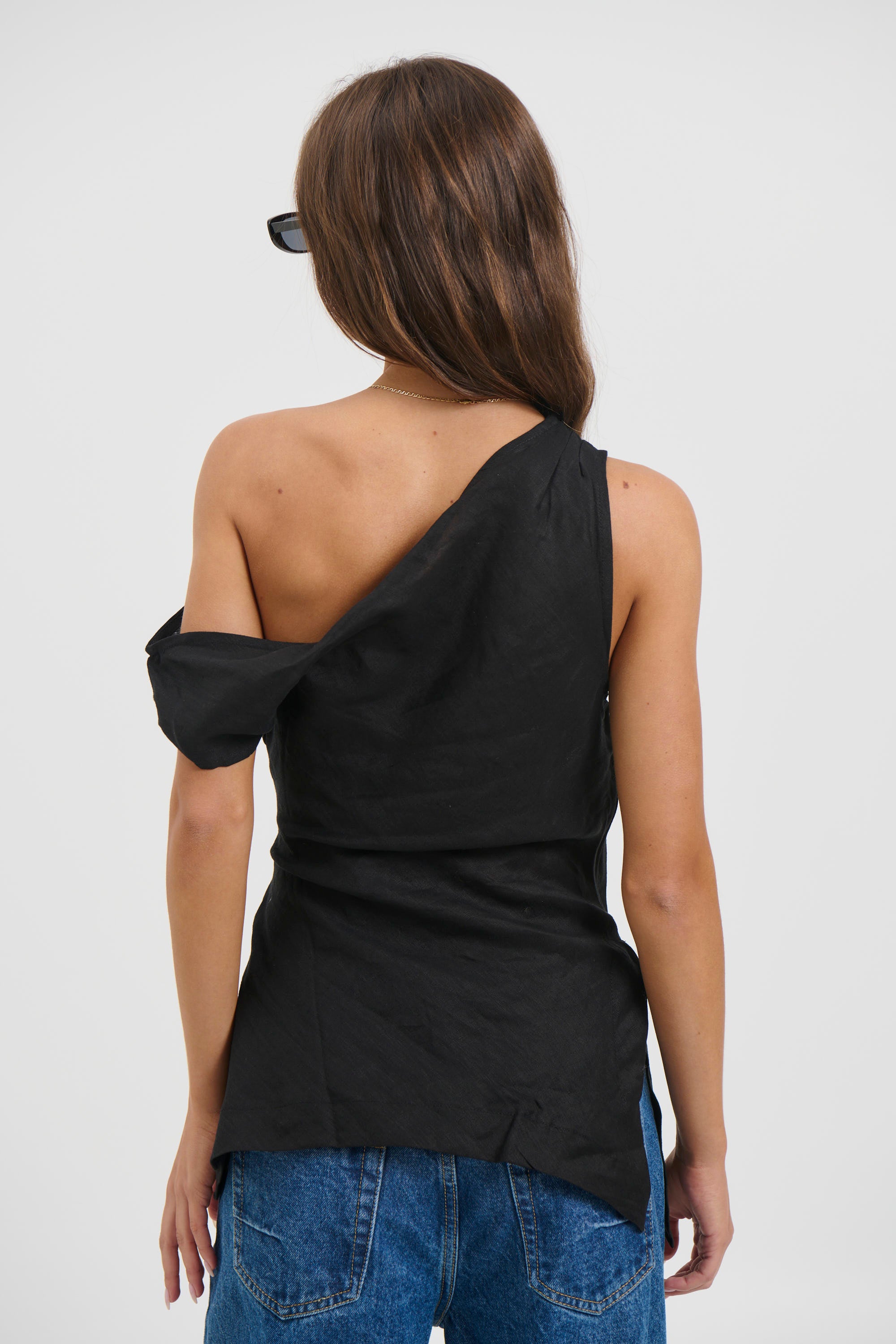 Lucy Linen Top Black