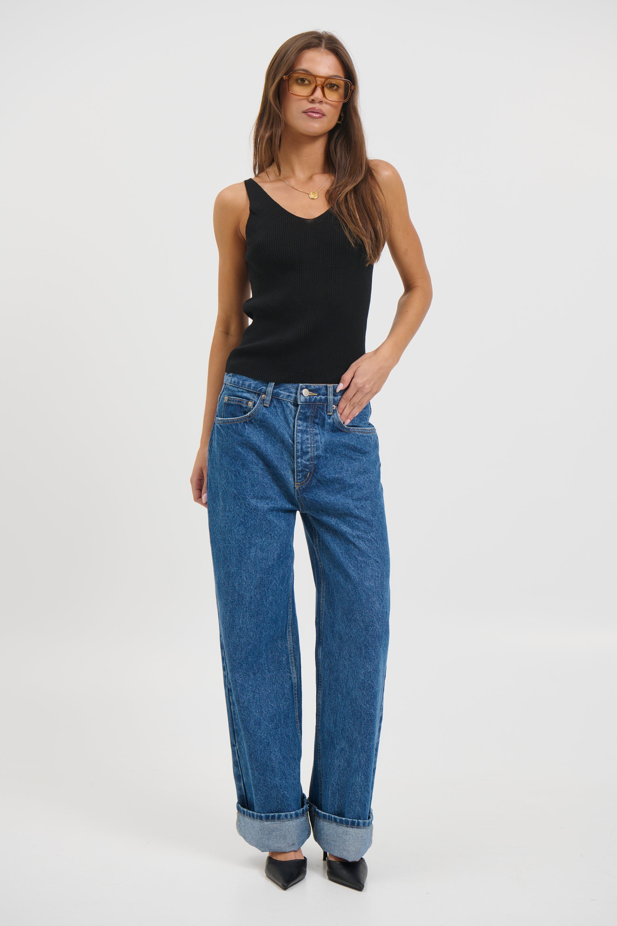 Belinda Ribbed Top Black
