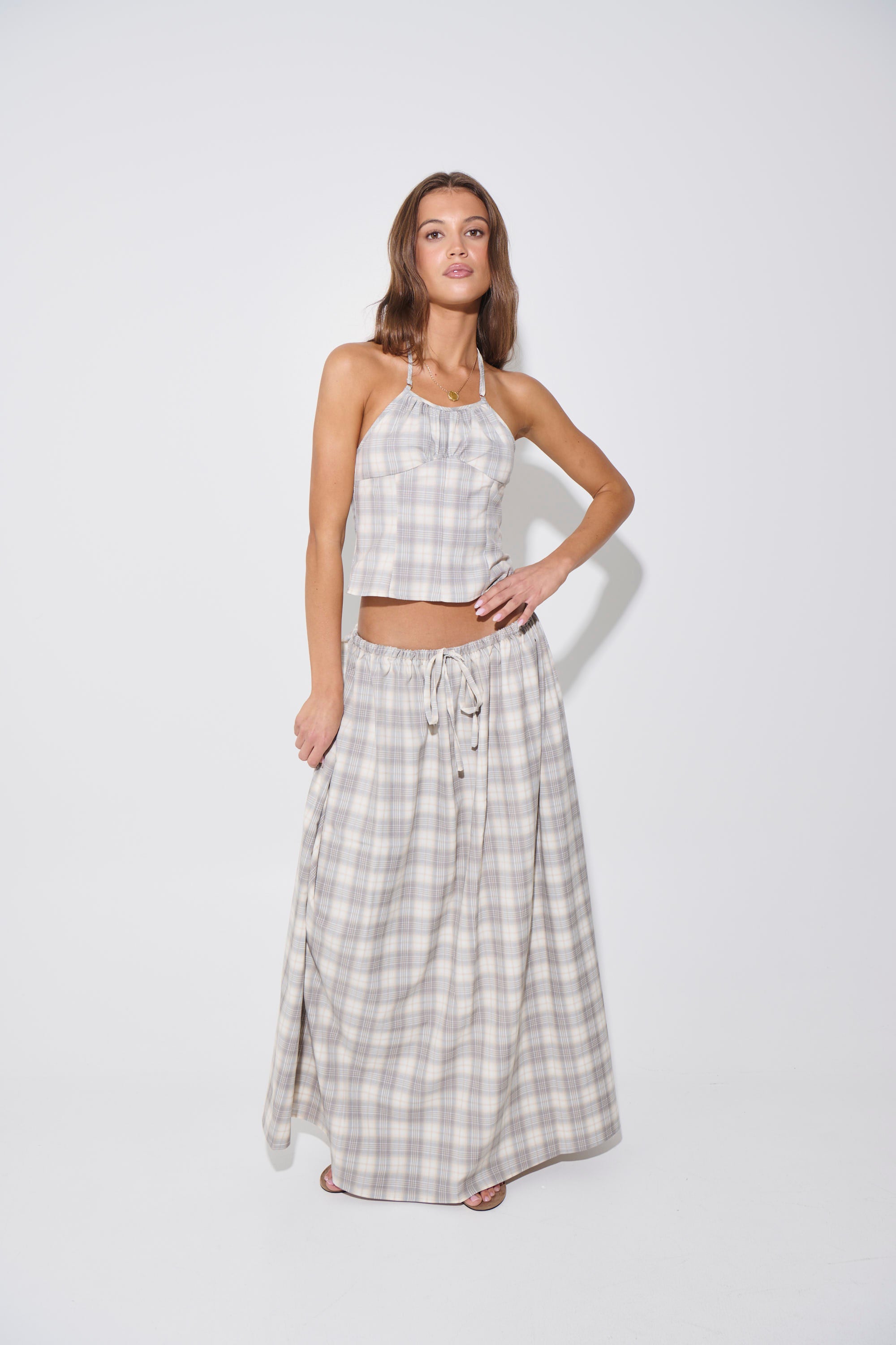 Sweet Escape Cami Smoke Plaid