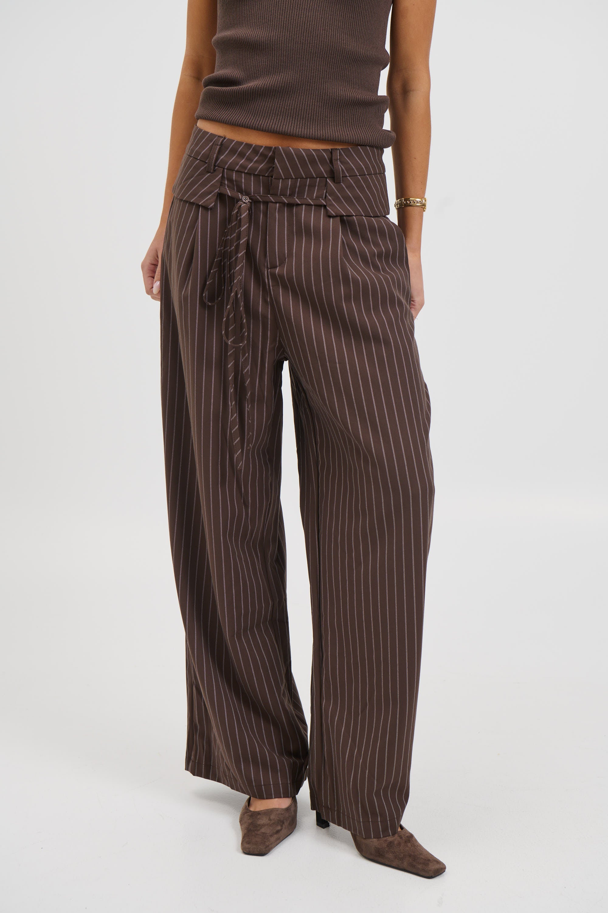 Kiara Pinstripe Pant Chocolate
