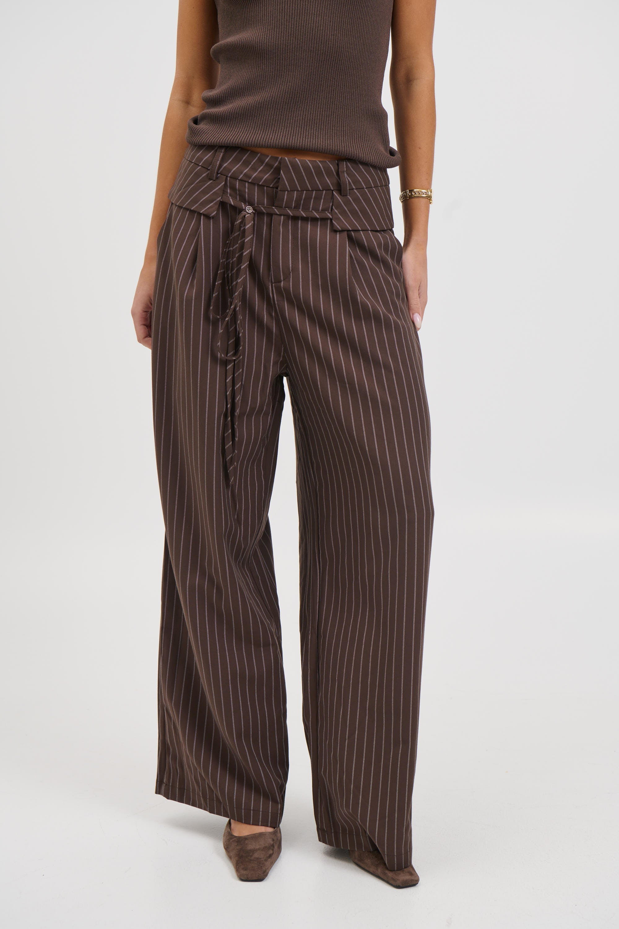 Kiara Pinstripe Pant Chocolate