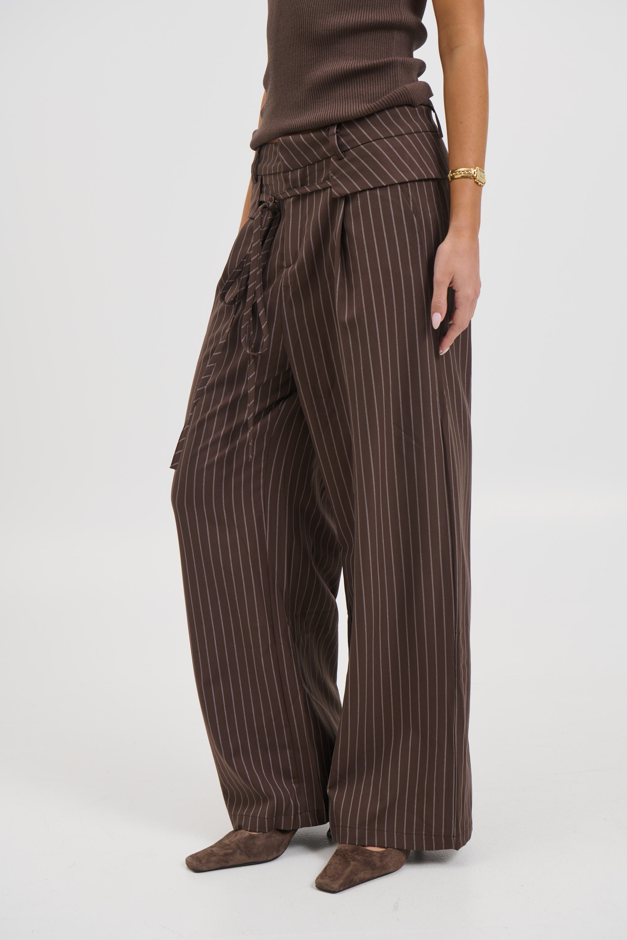 Kiara Pinstripe Pant Chocolate