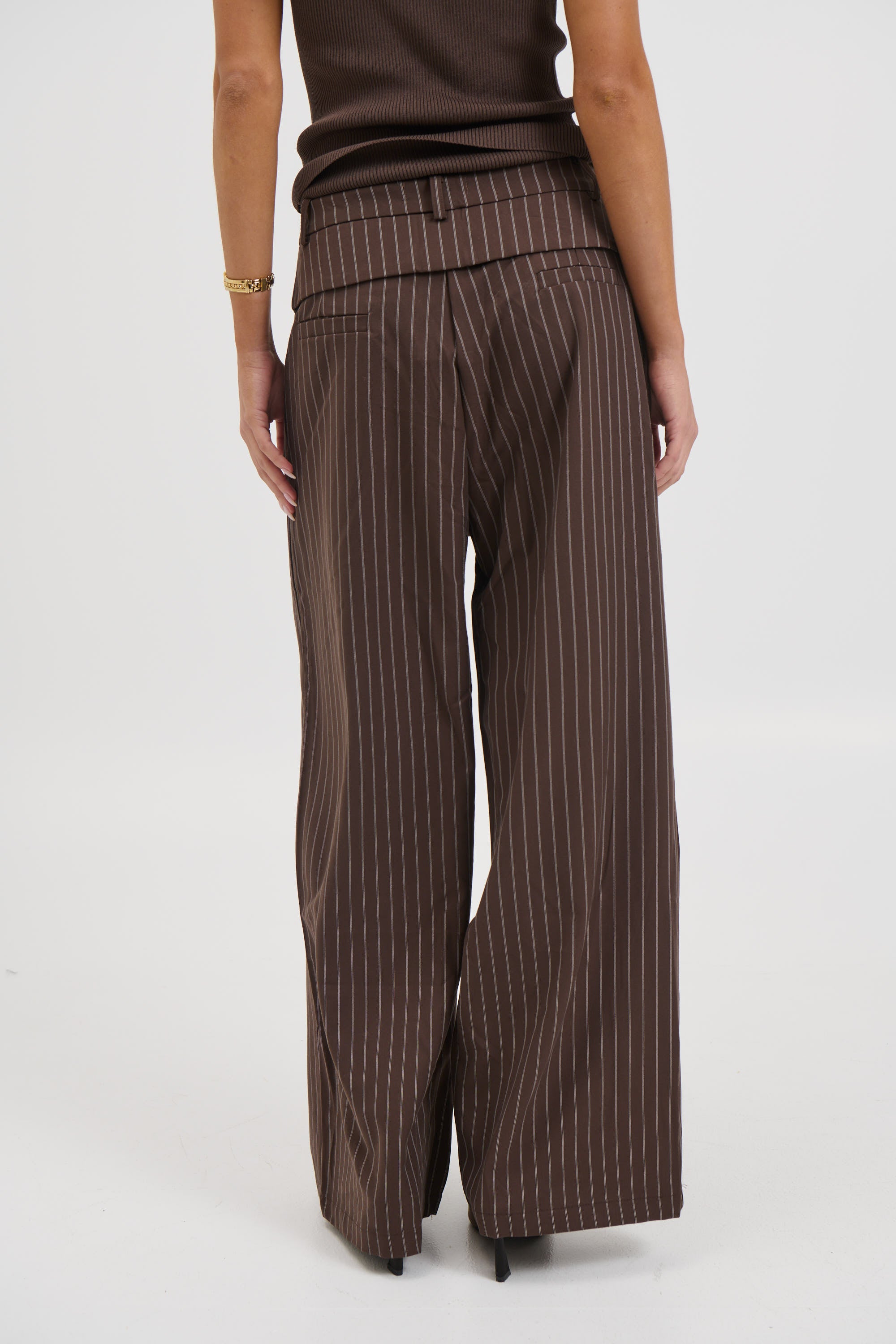 Kiara Pinstripe Pant Chocolate