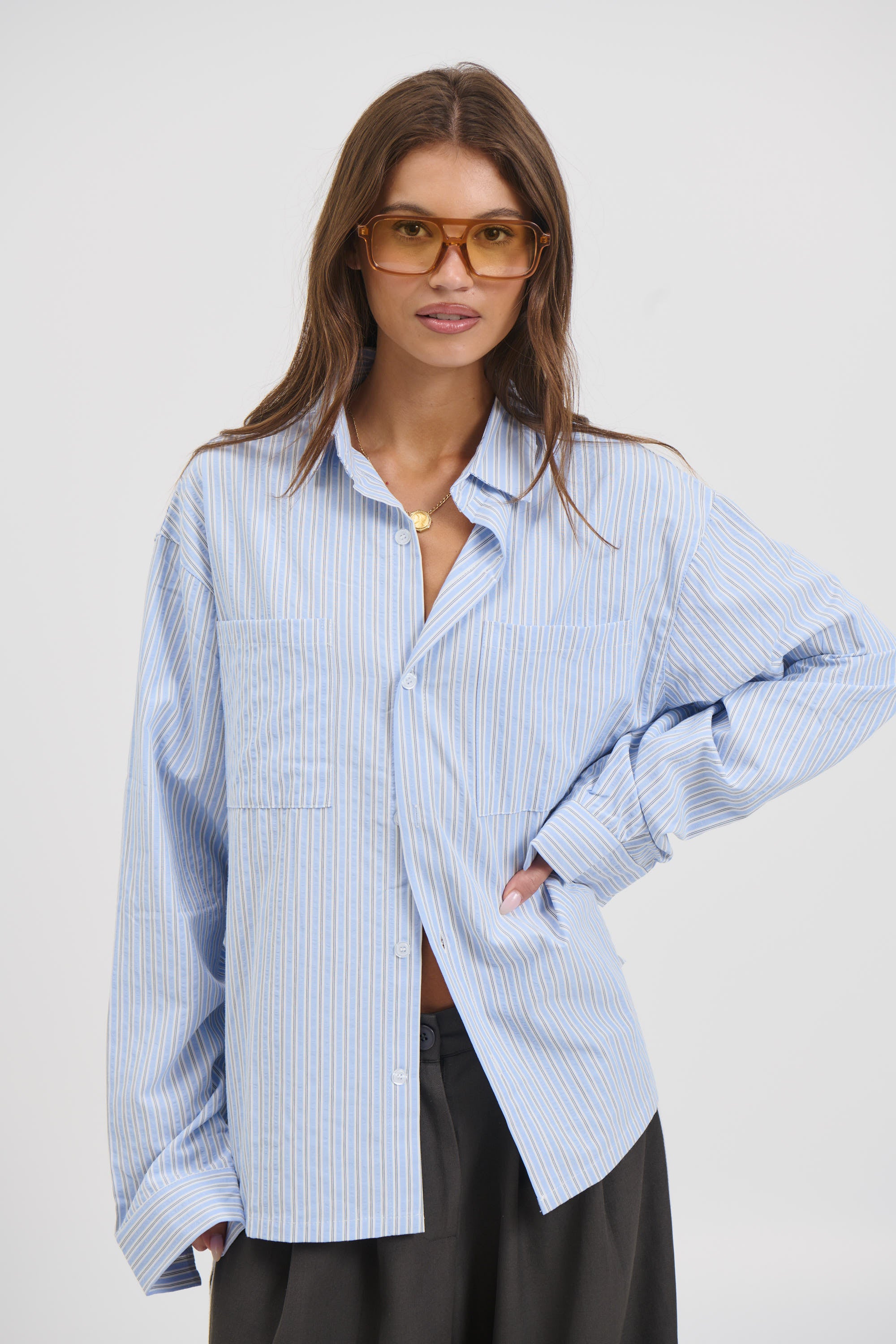 Unisex Miles Stripe Shirt Blue