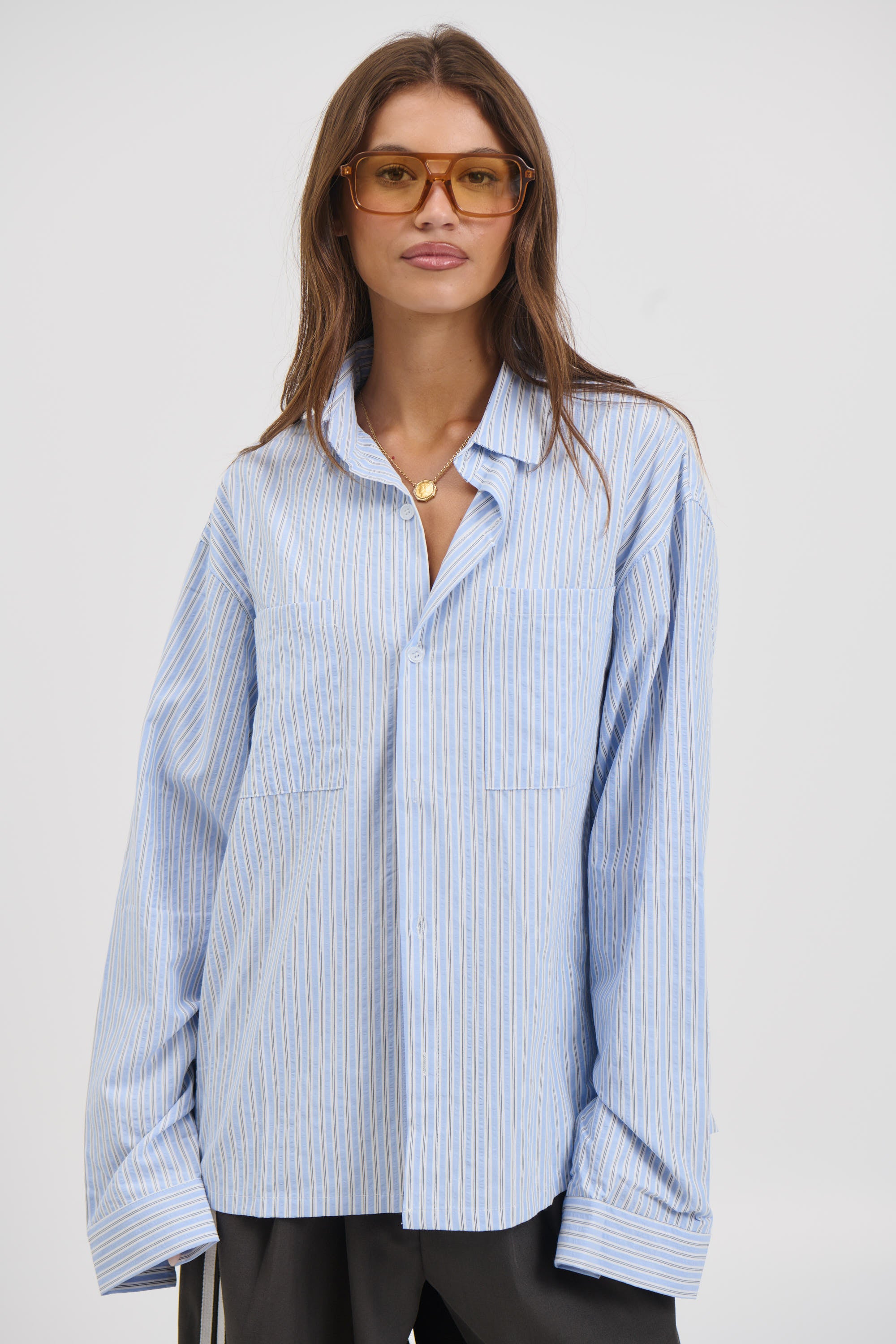 Unisex Miles Stripe Shirt Blue