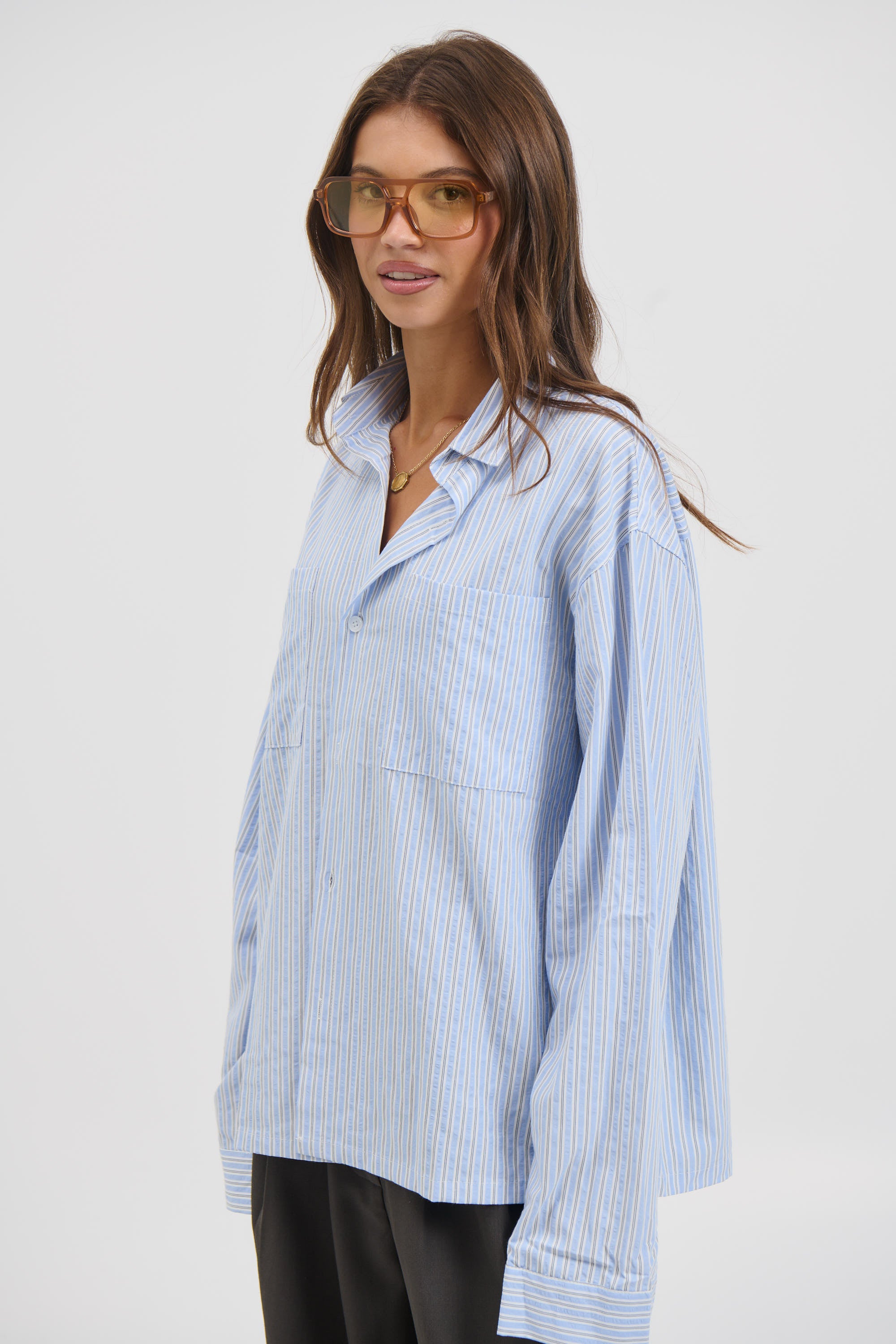 Unisex Miles Stripe Shirt Blue