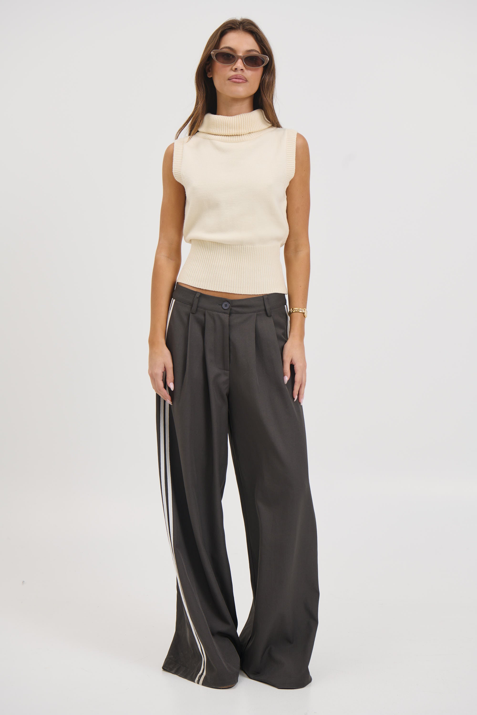 Michelle Turtle Neck Top White