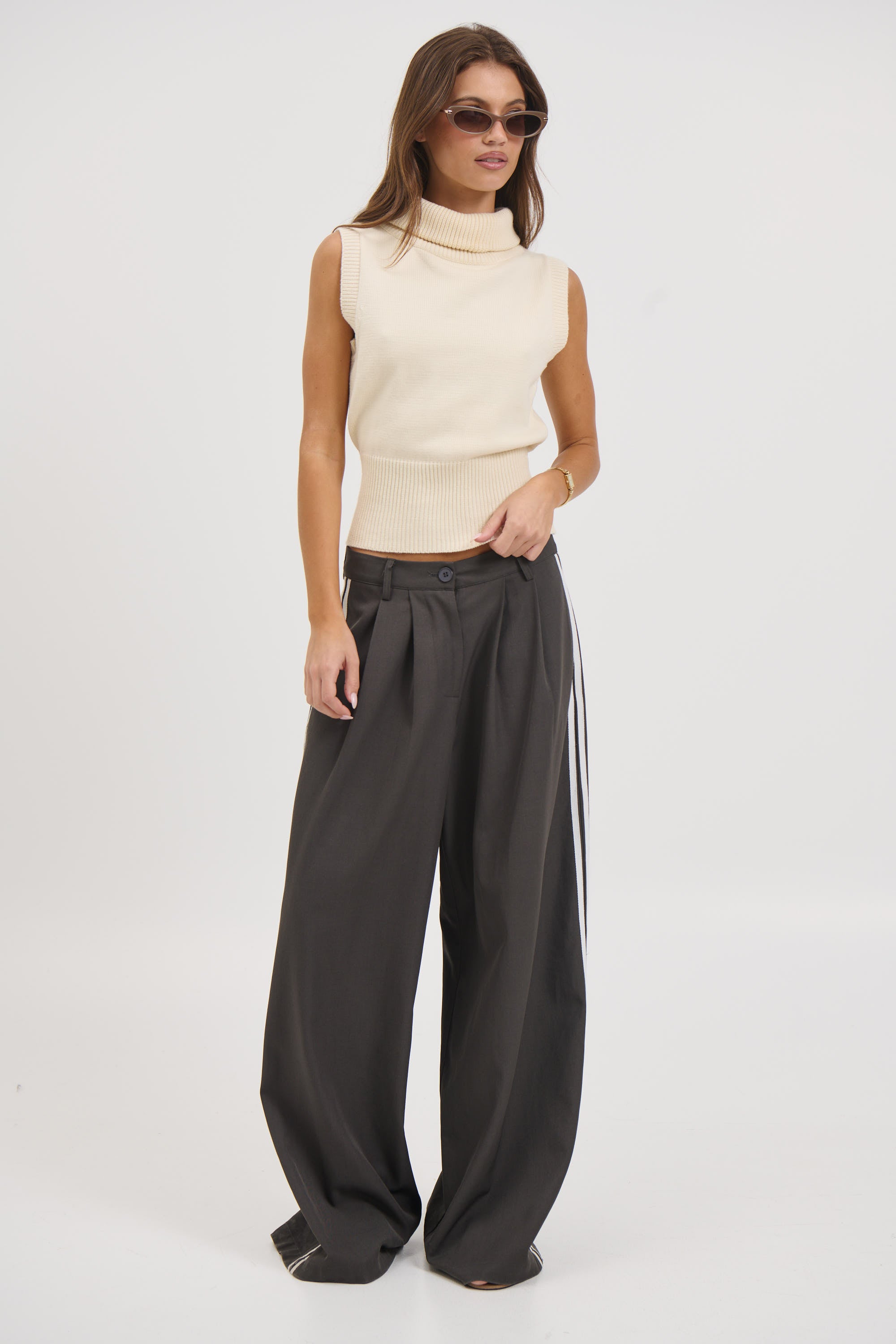 Michelle Turtle Neck Top White