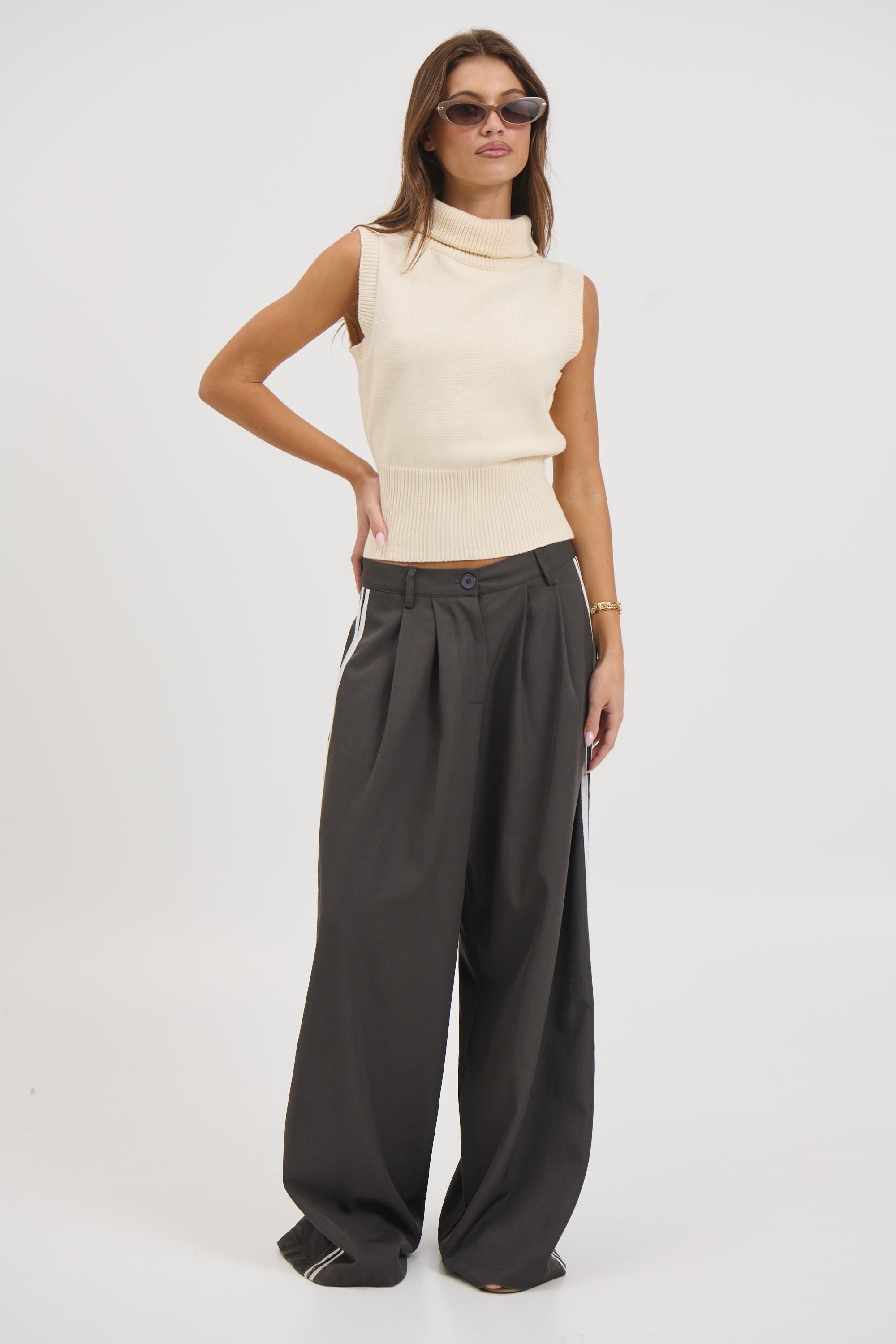 Michelle Turtle Neck Top White
