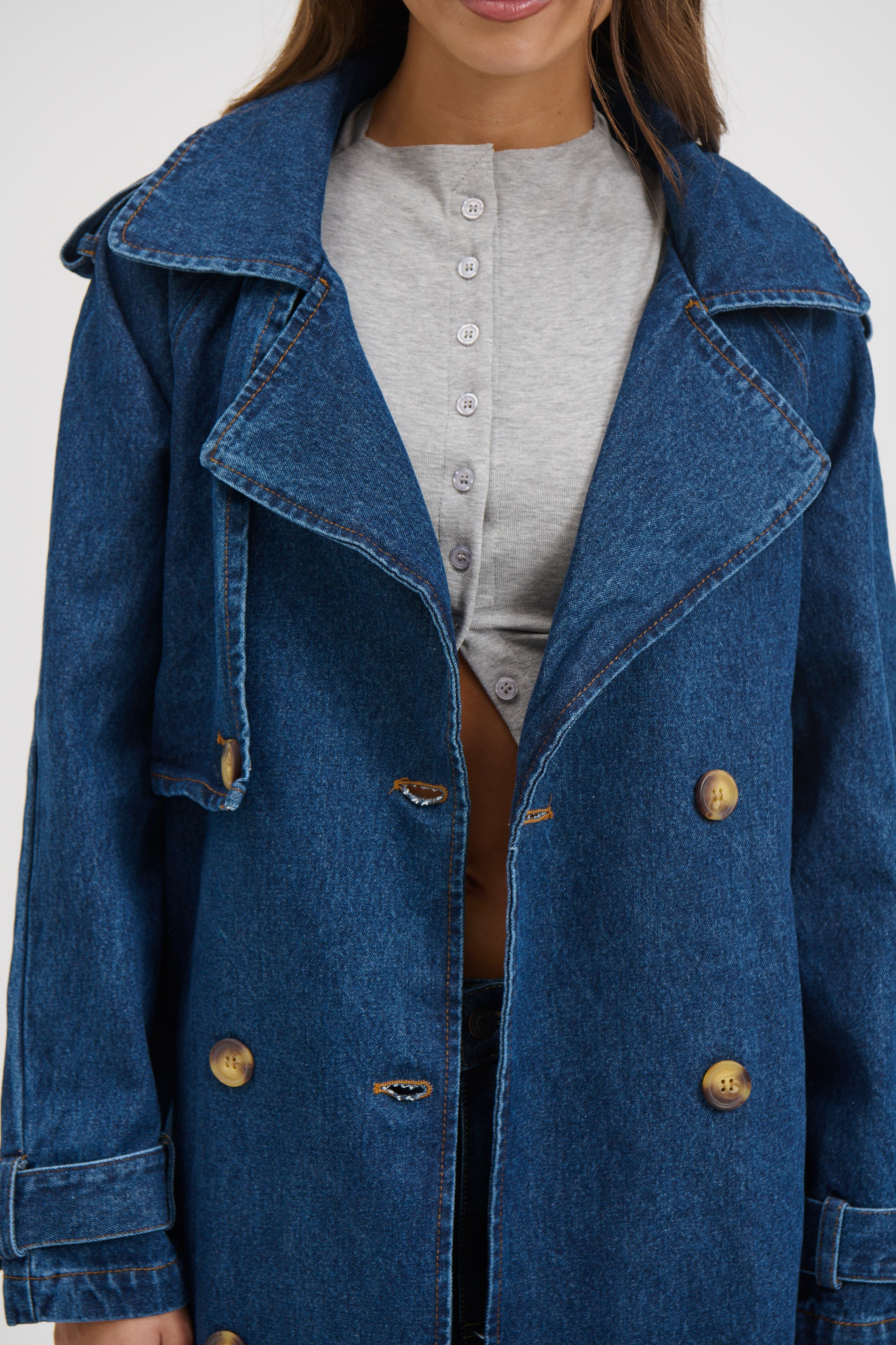 Ashley Trench Coat Dark Denim