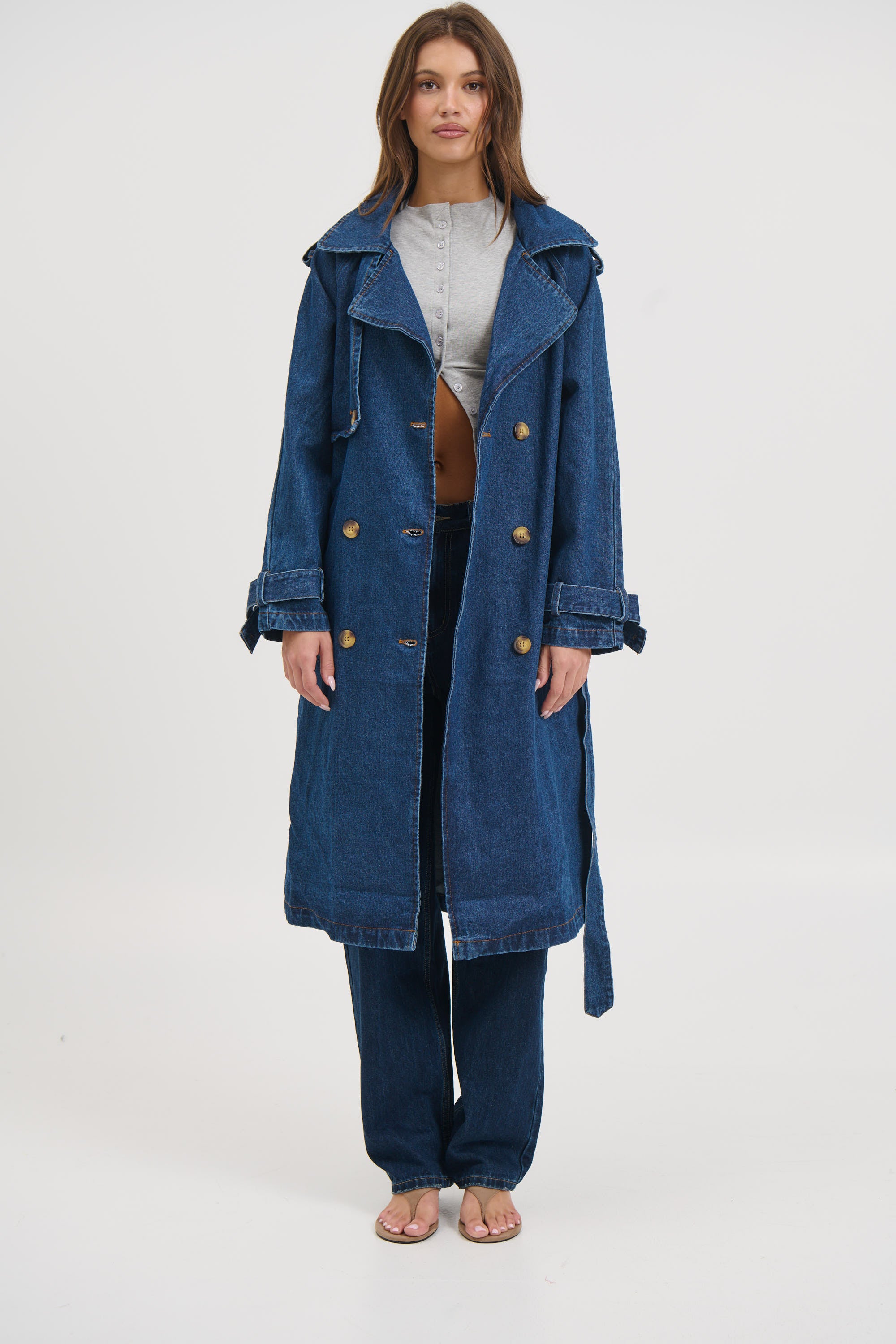 Ashley Trench Coat Dark Denim