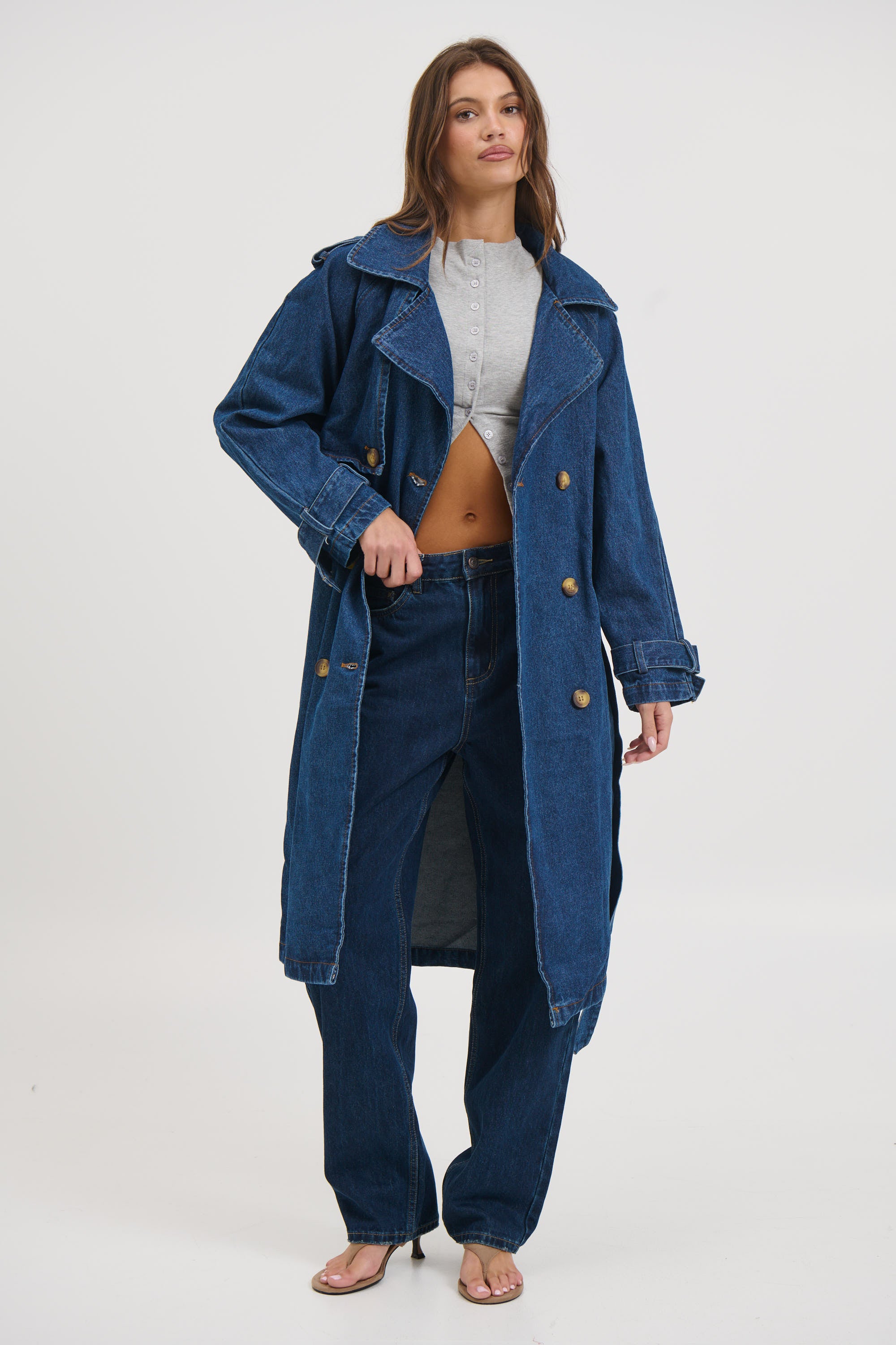 Ashley Trench Coat Dark Denim