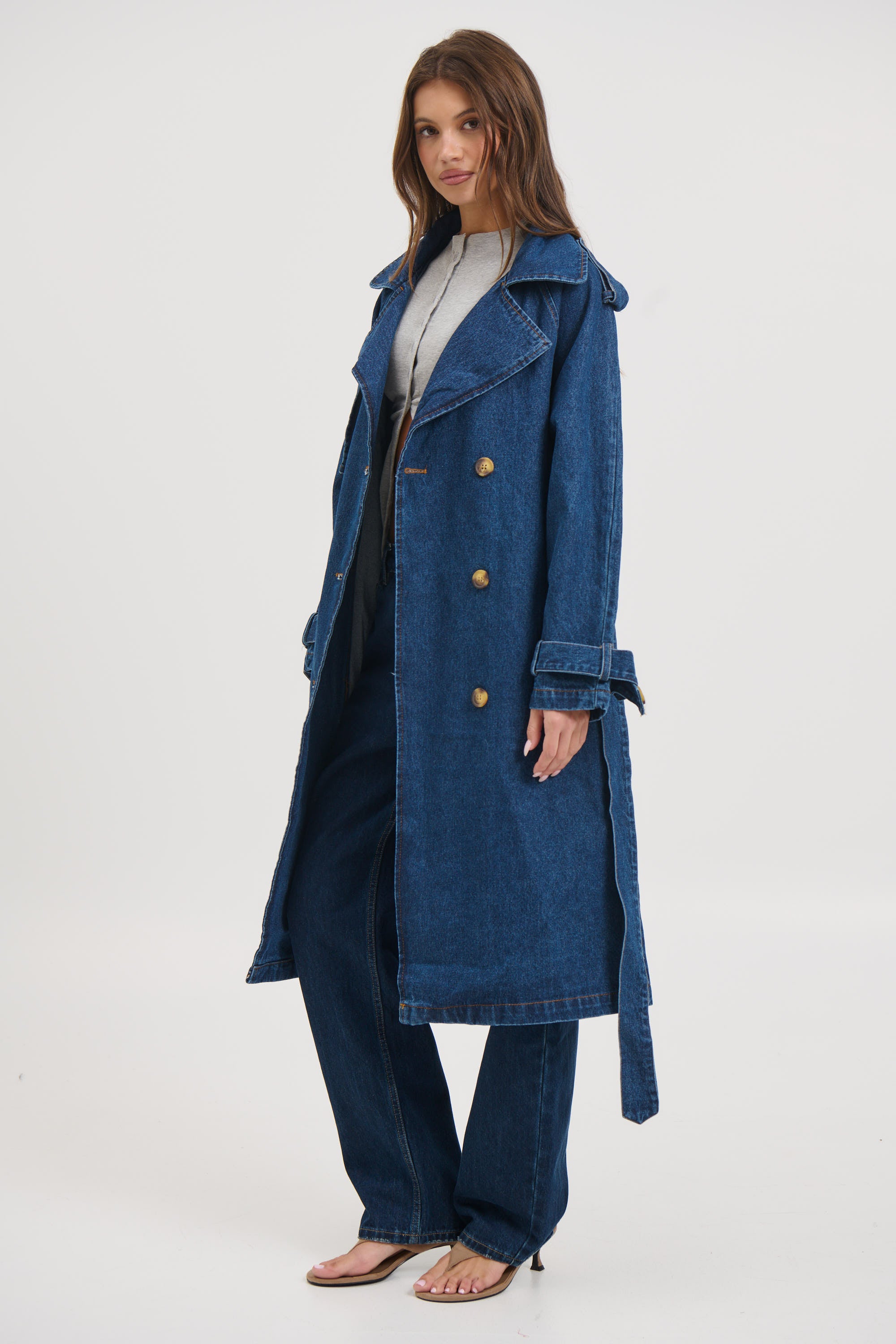 Ashley Trench Coat Dark Denim