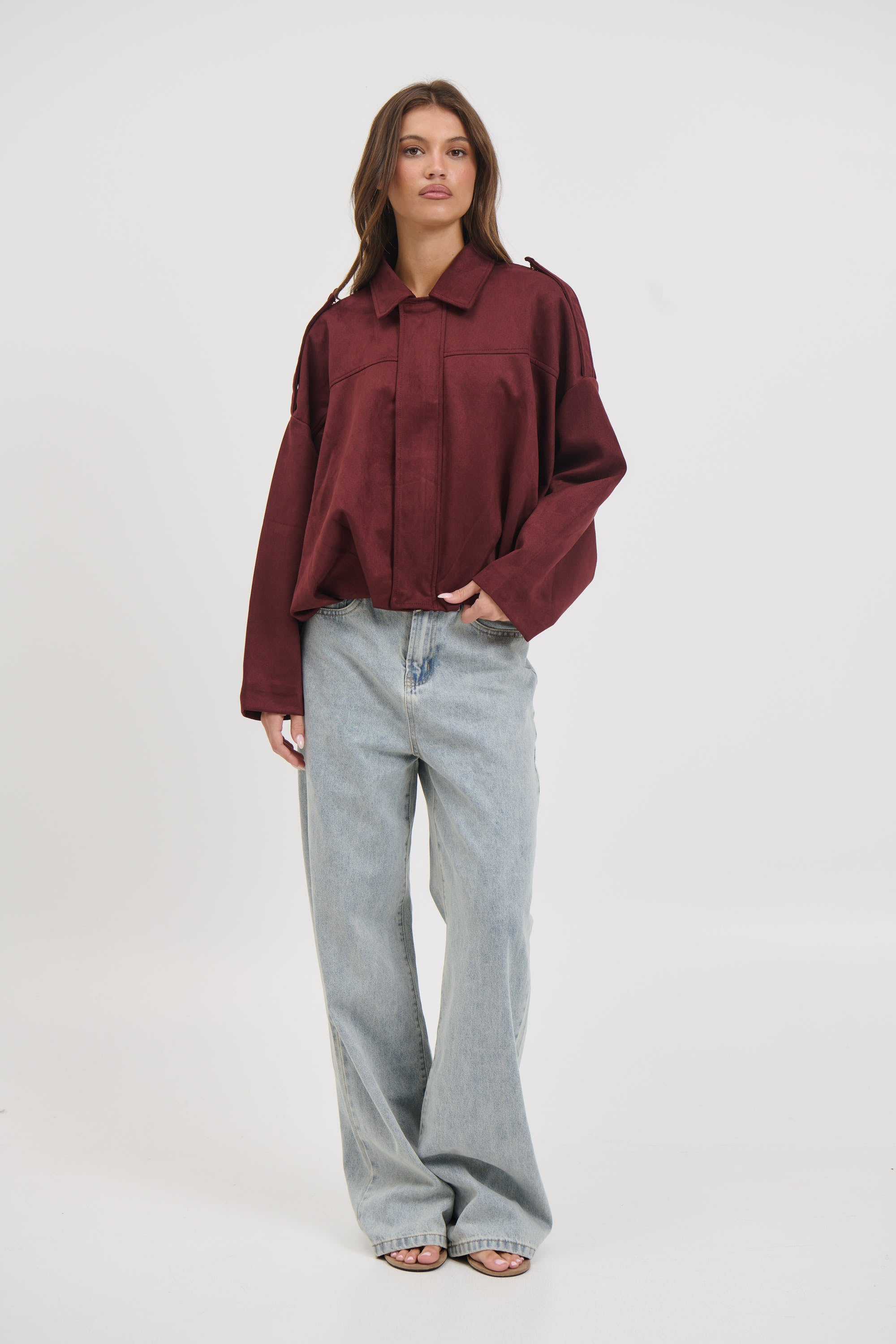 Harmony Suede Jacket Wine