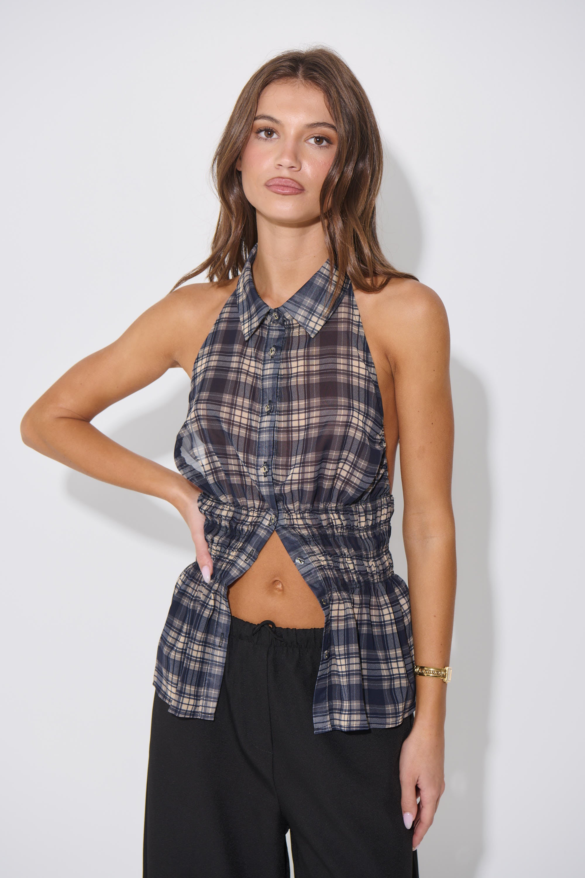 Jaylan Sleeveless Shirt Dark Grey