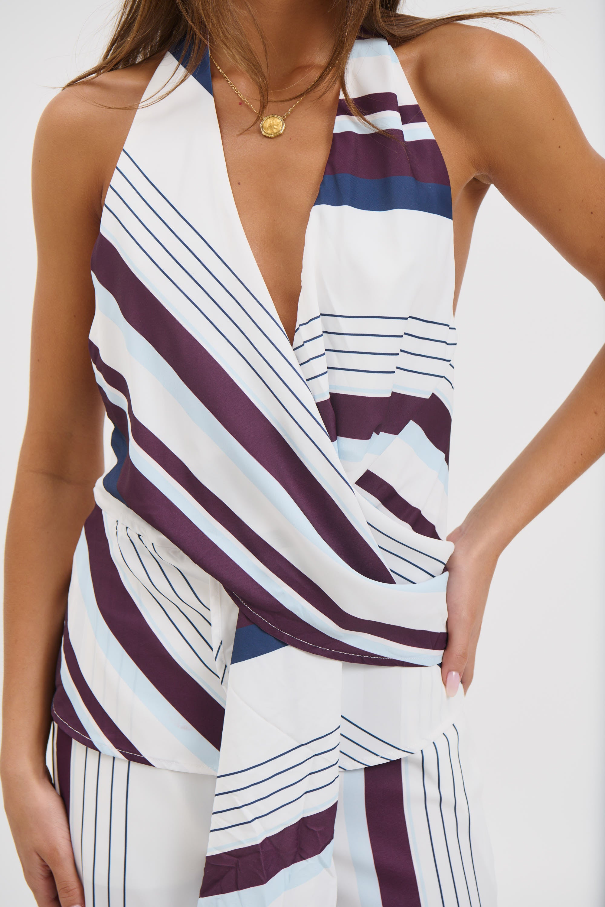 Priscilla Top Stripe Print