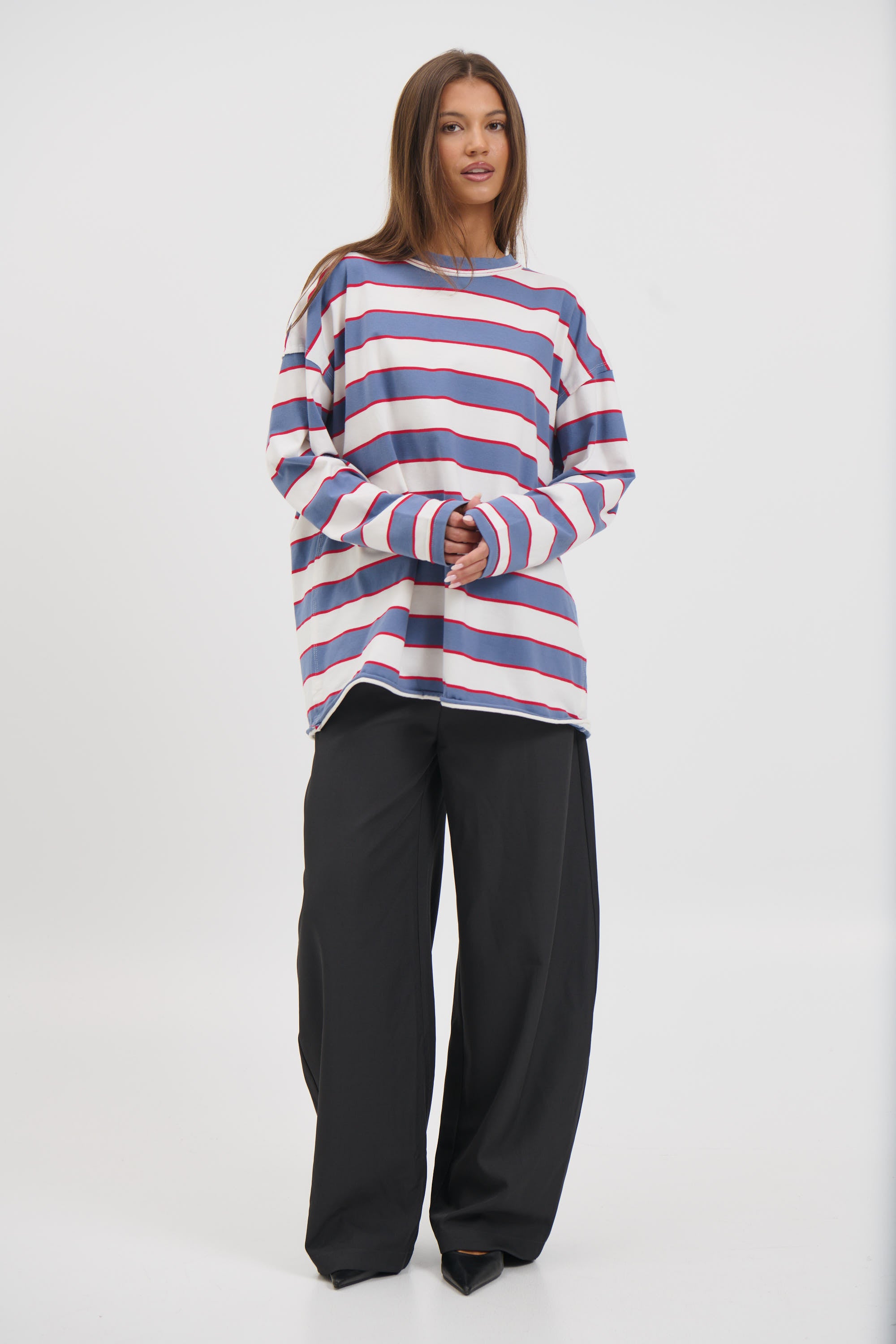 Horizon Long Sleeve Dusty Blue Stripe