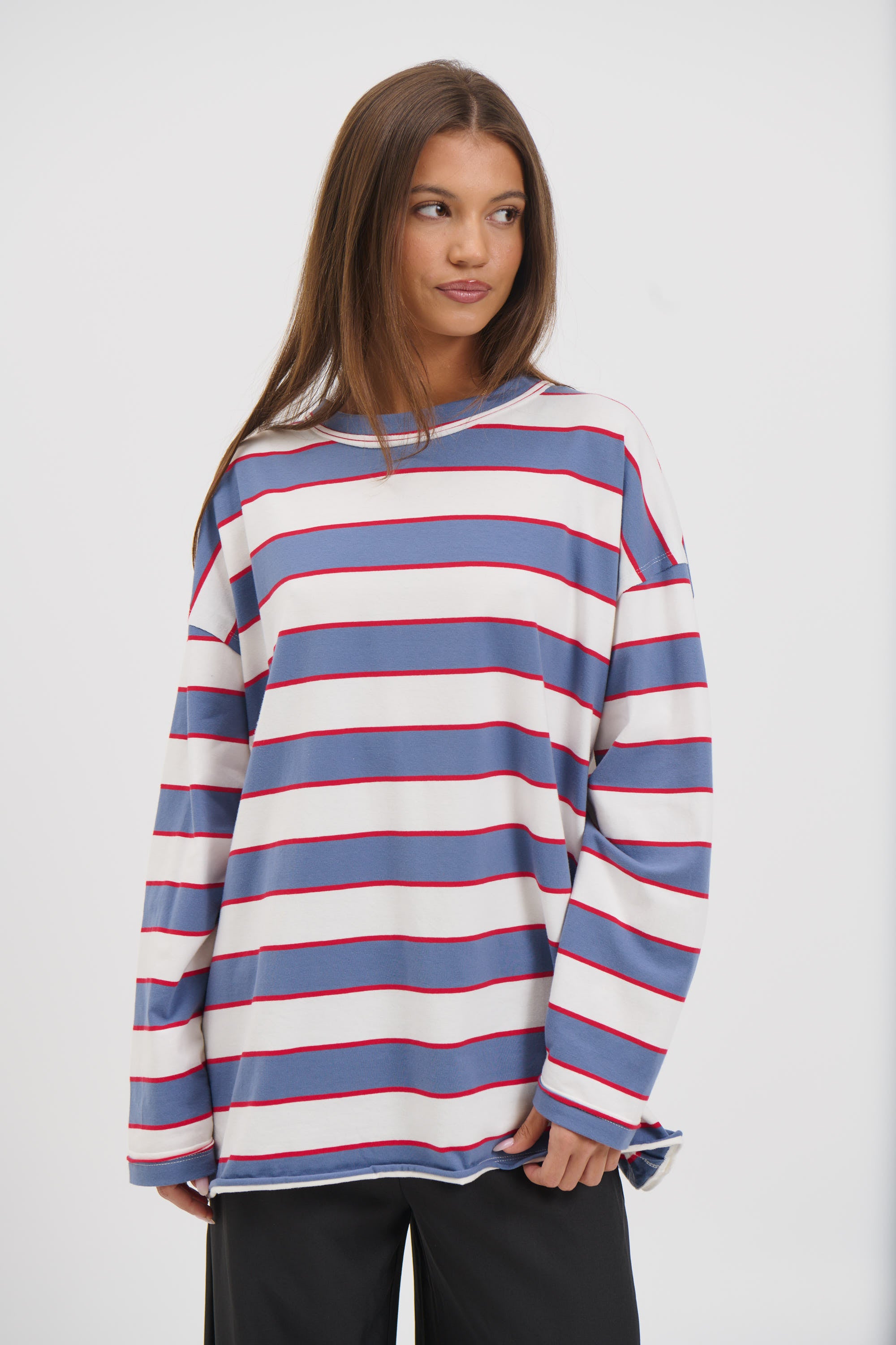 Horizon Long Sleeve Dusty Blue Stripe
