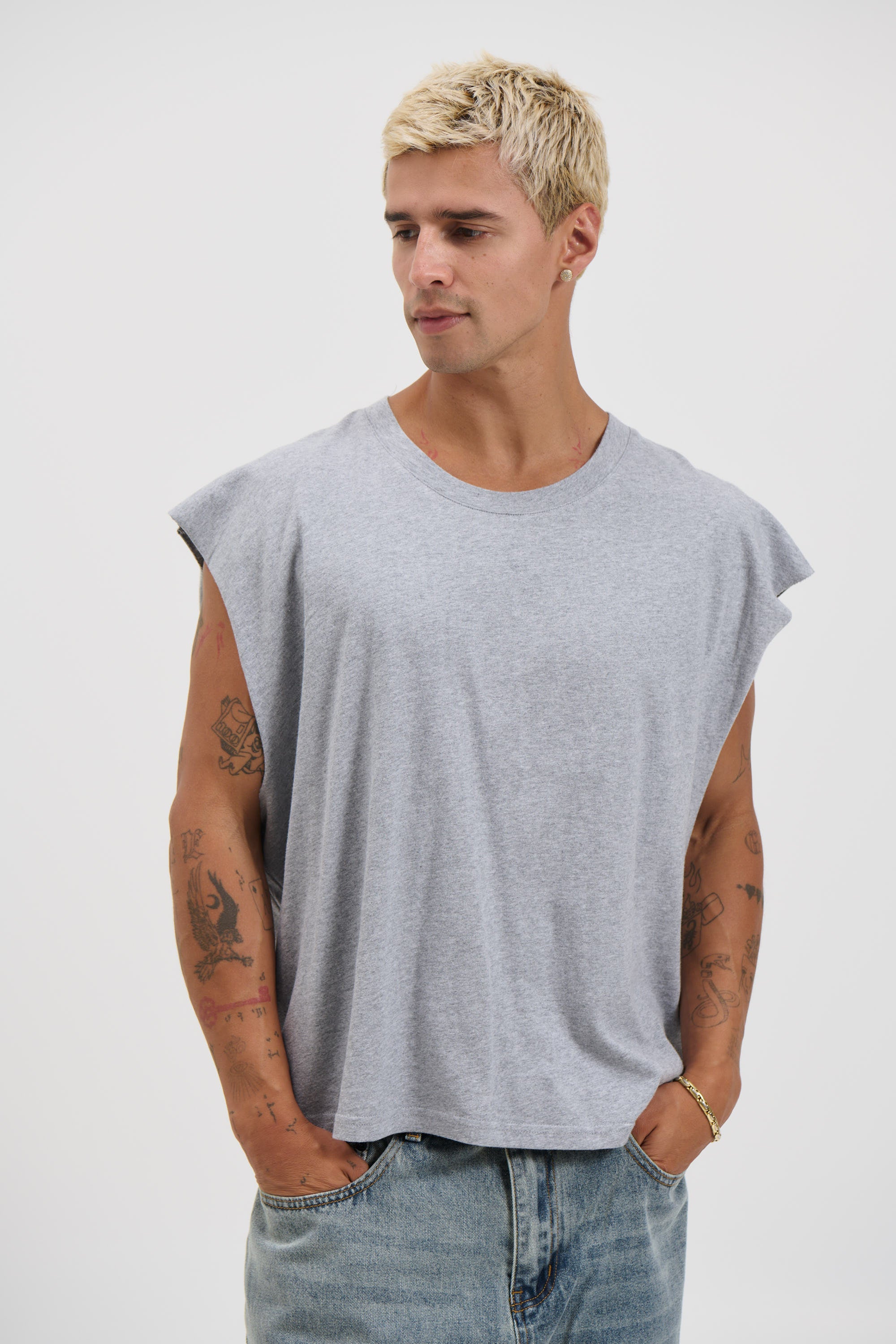 NTH Crop Box Tank Grey