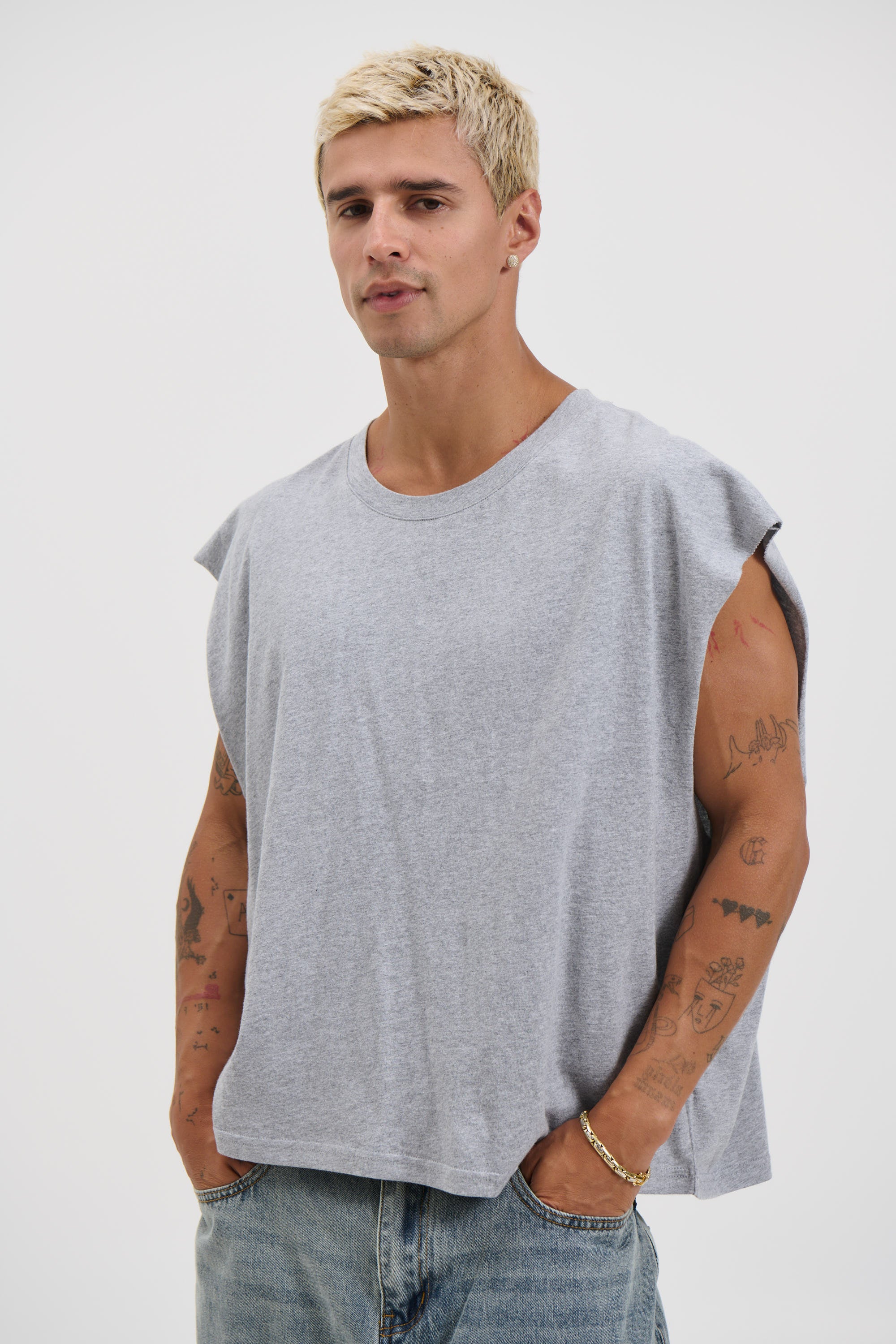 NTH Crop Box Tank Grey