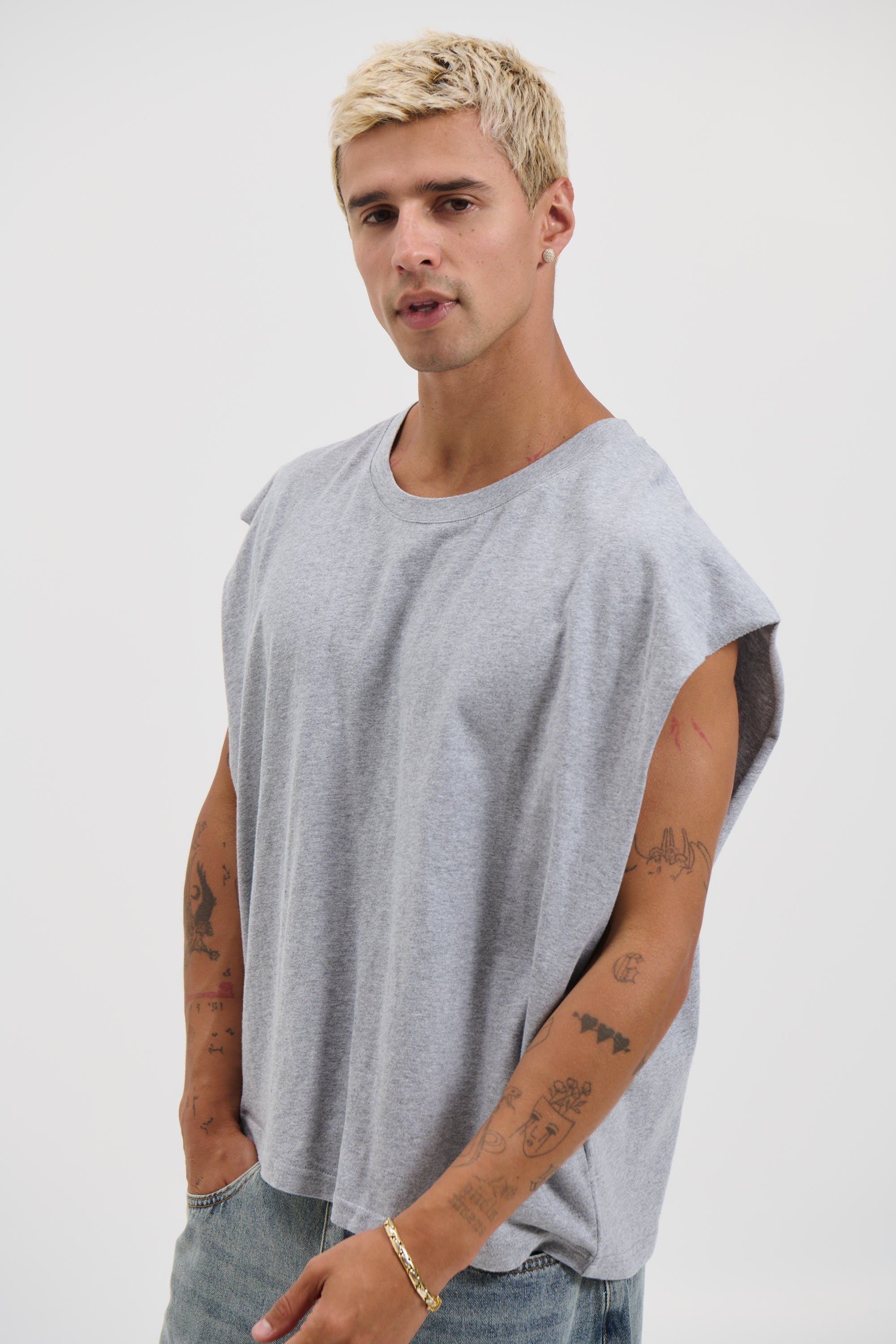 NTH Crop Box Tank Grey