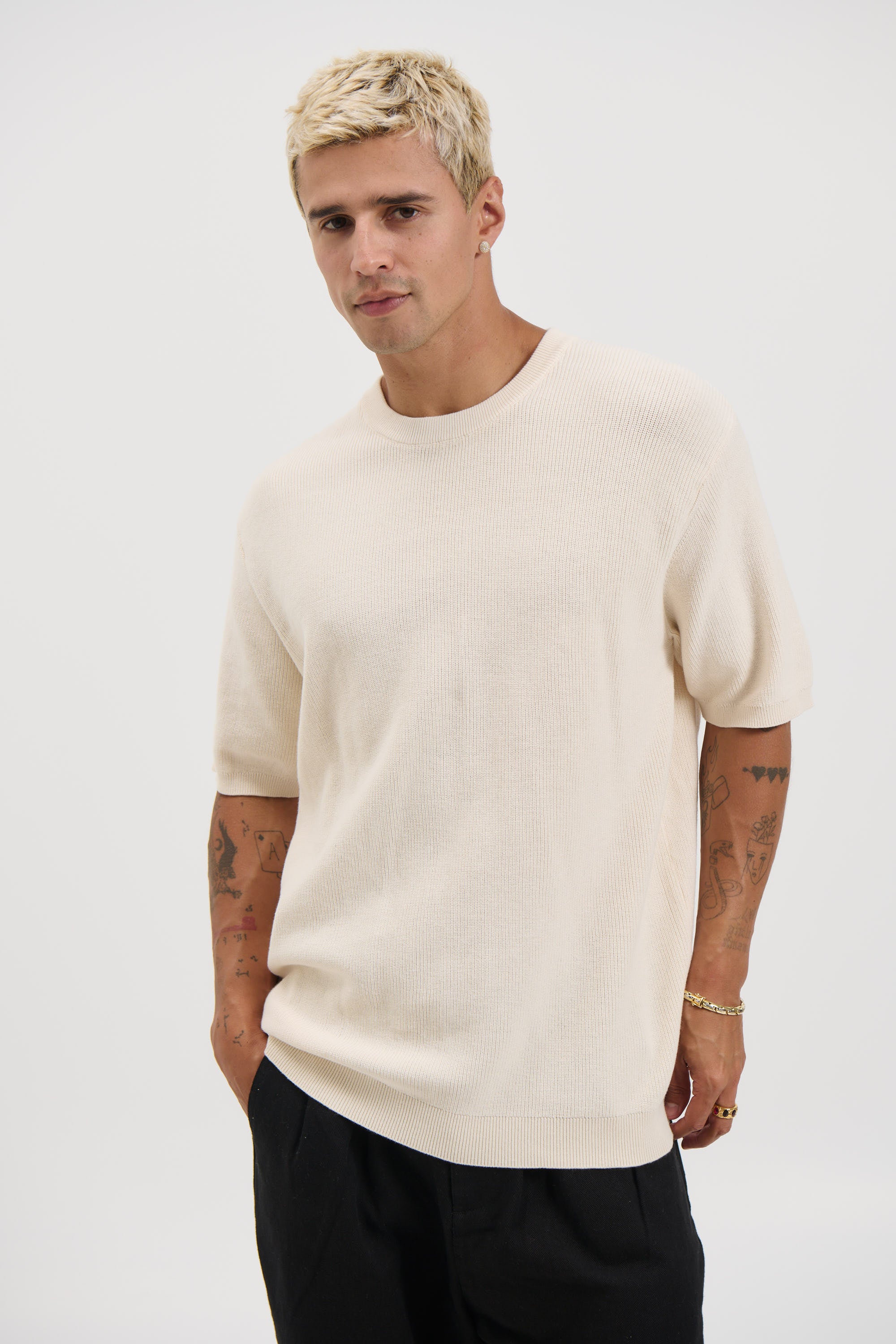 Knitted Crew Neck Tee Pastel