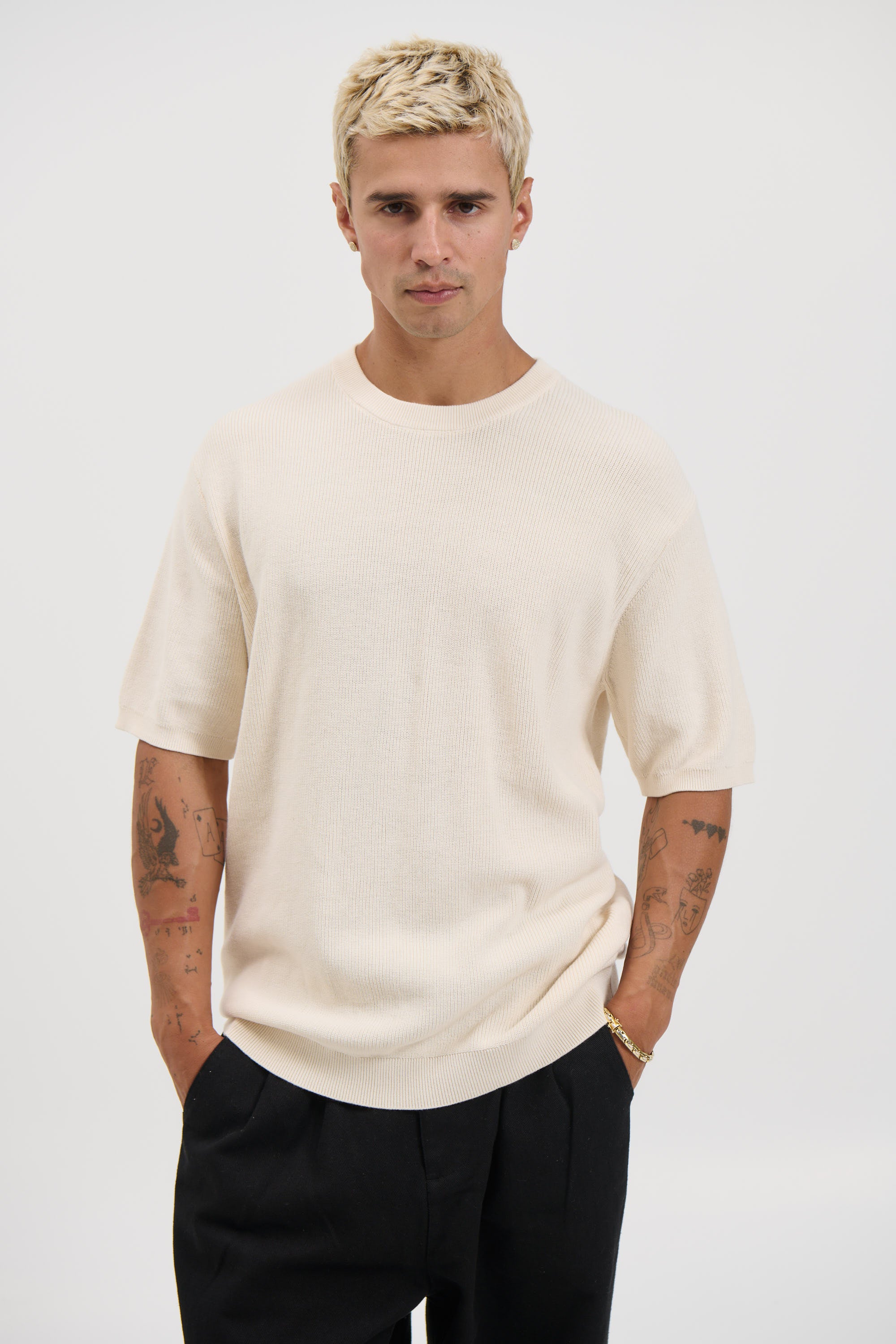 Knitted Crew Neck Tee Pastel