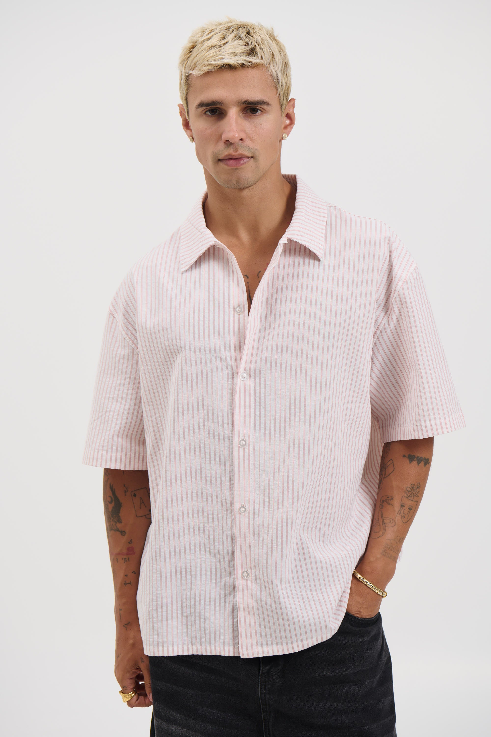 Nathaniel Drop Shirt Stripe Rose