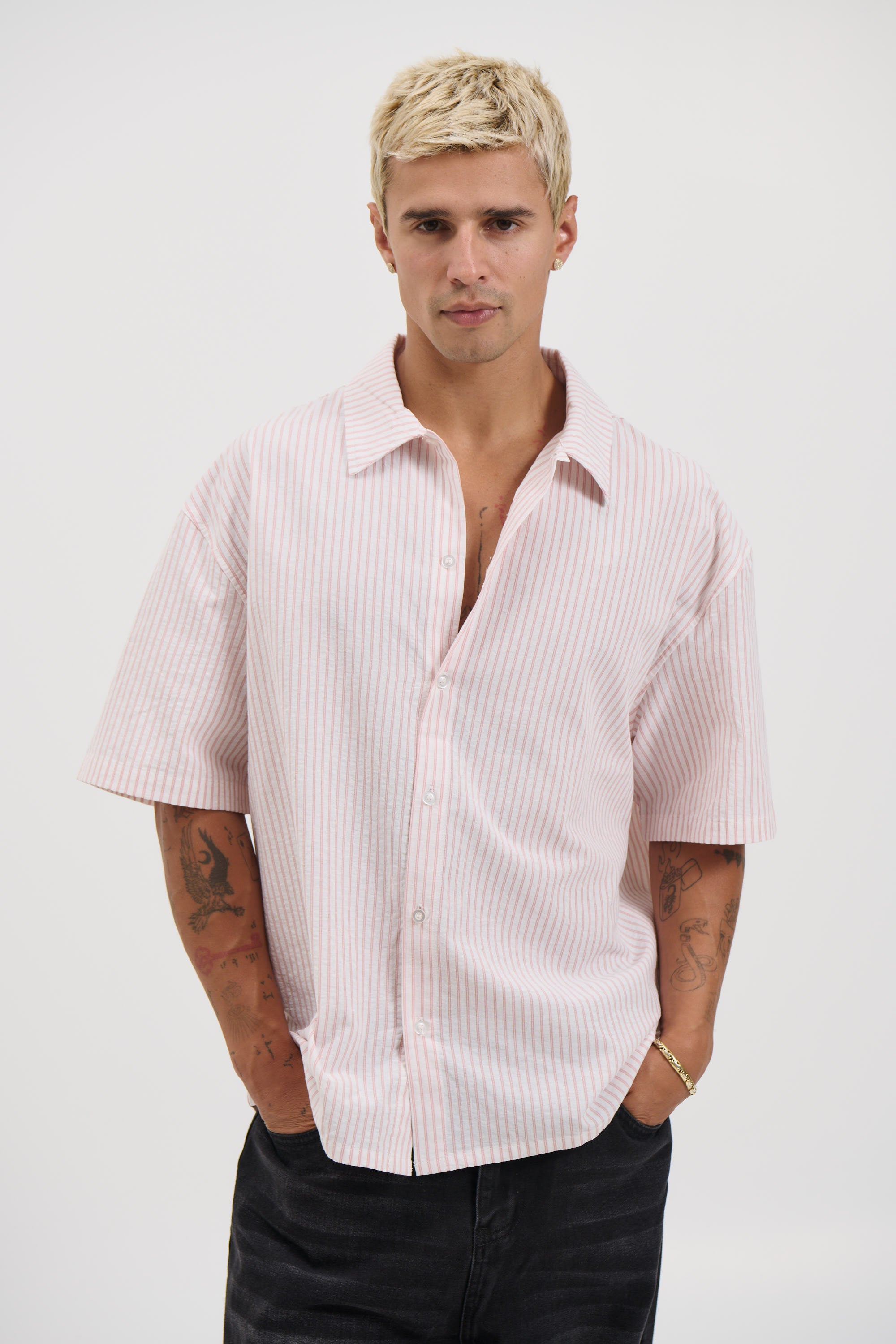 Nathaniel Drop Shirt Stripe Rose