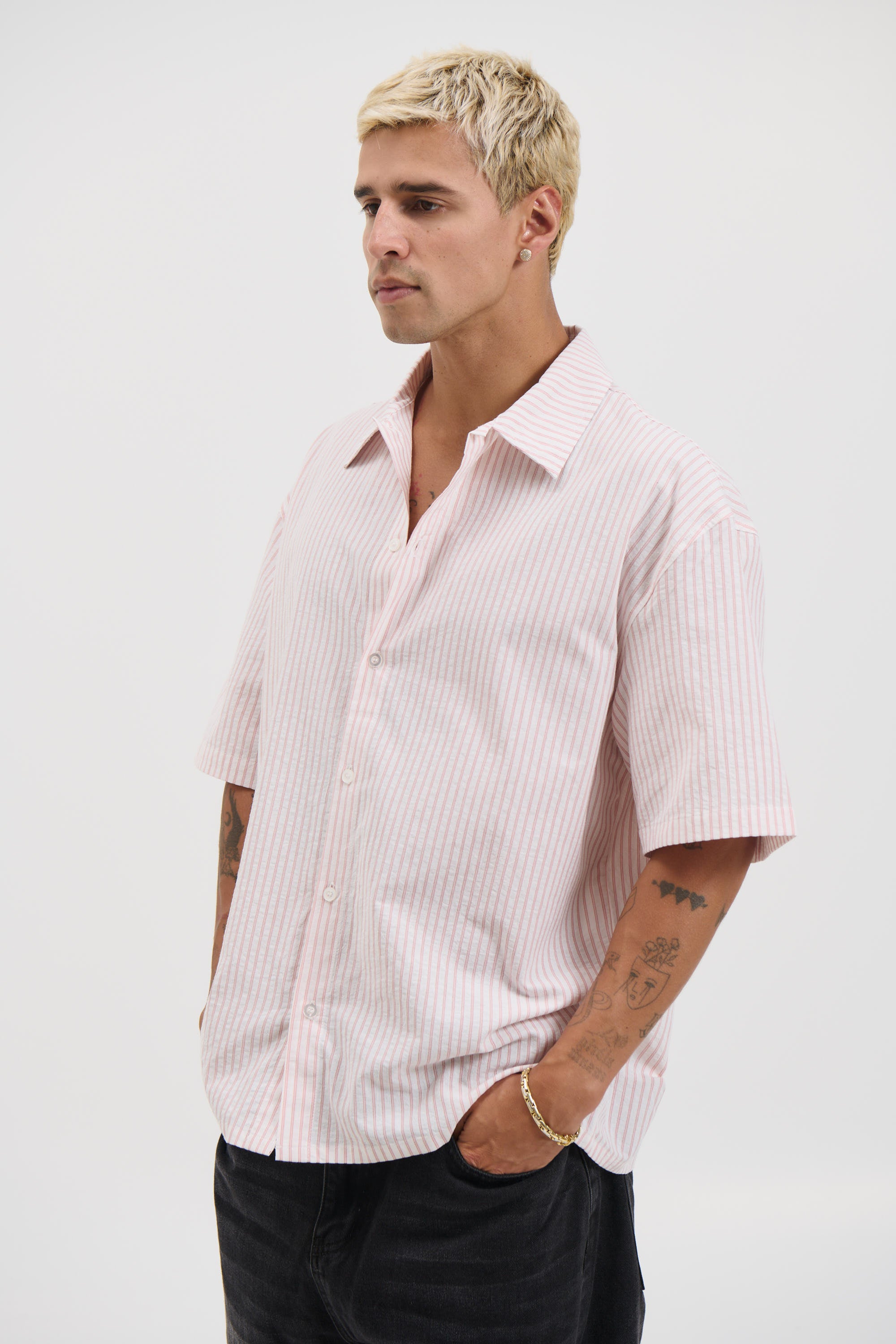 Nathaniel Drop Shirt Stripe Rose