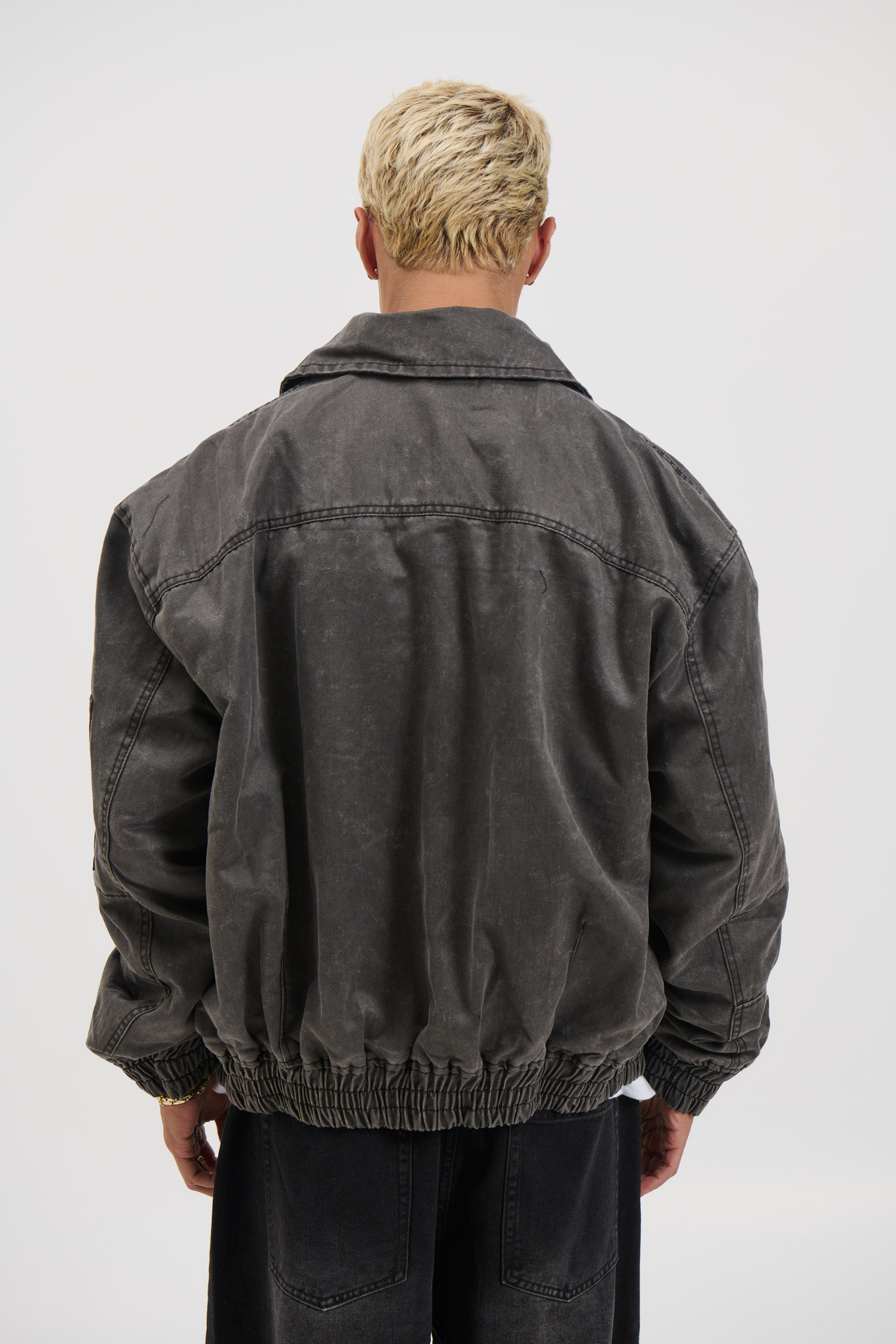 Washed Bomber Jacket Charcoal