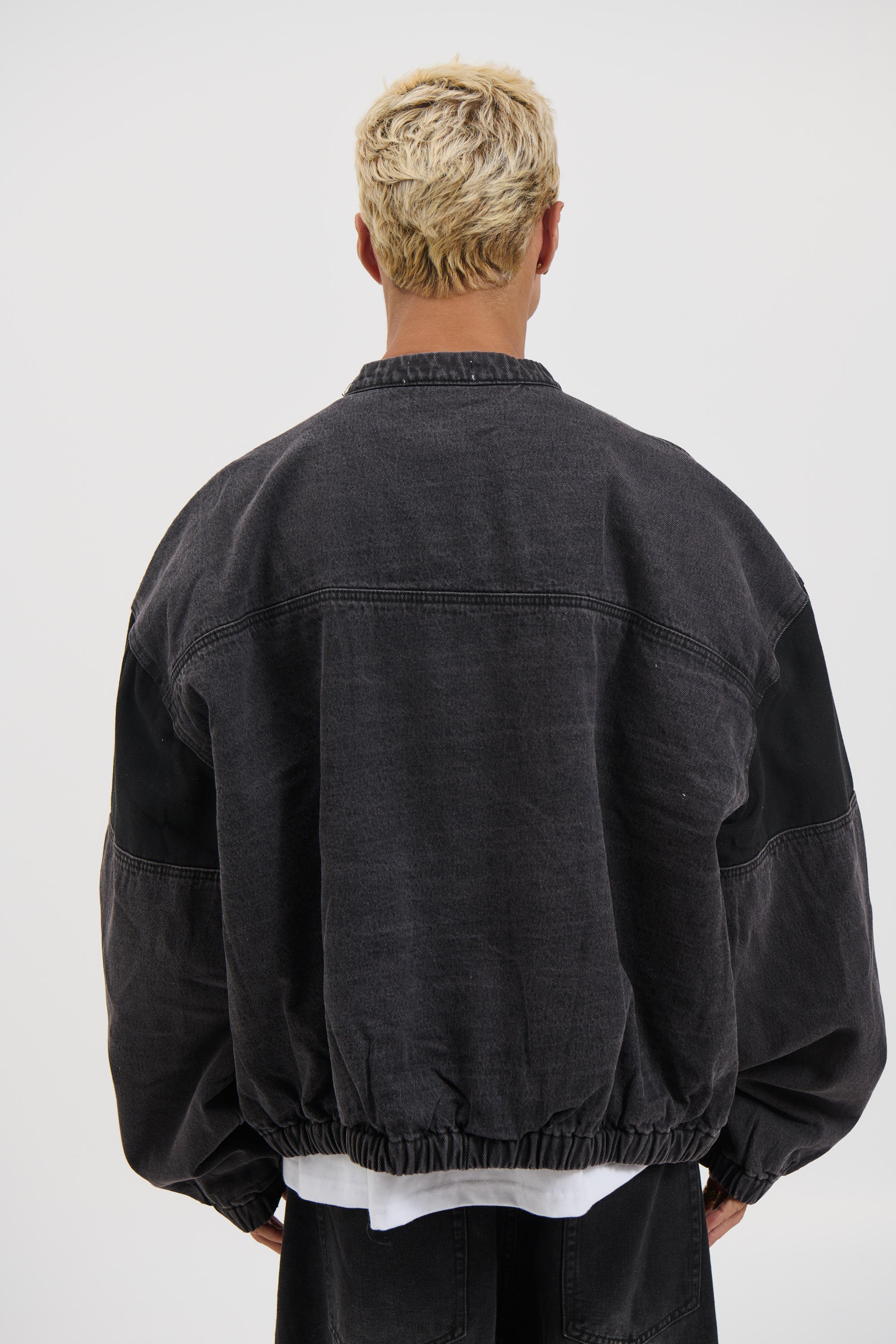 Panelled Denim Bomber Black