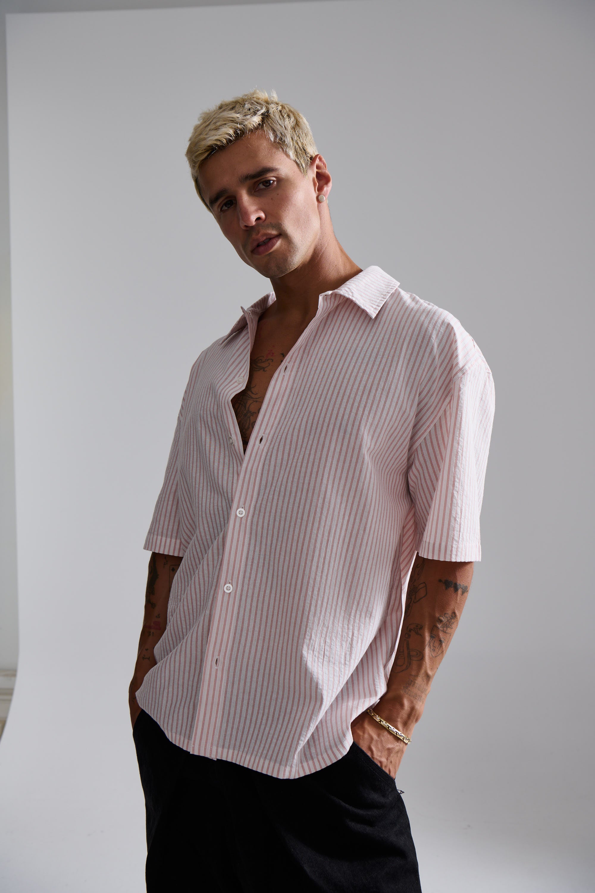 Nathaniel Drop Shirt Stripe Rose