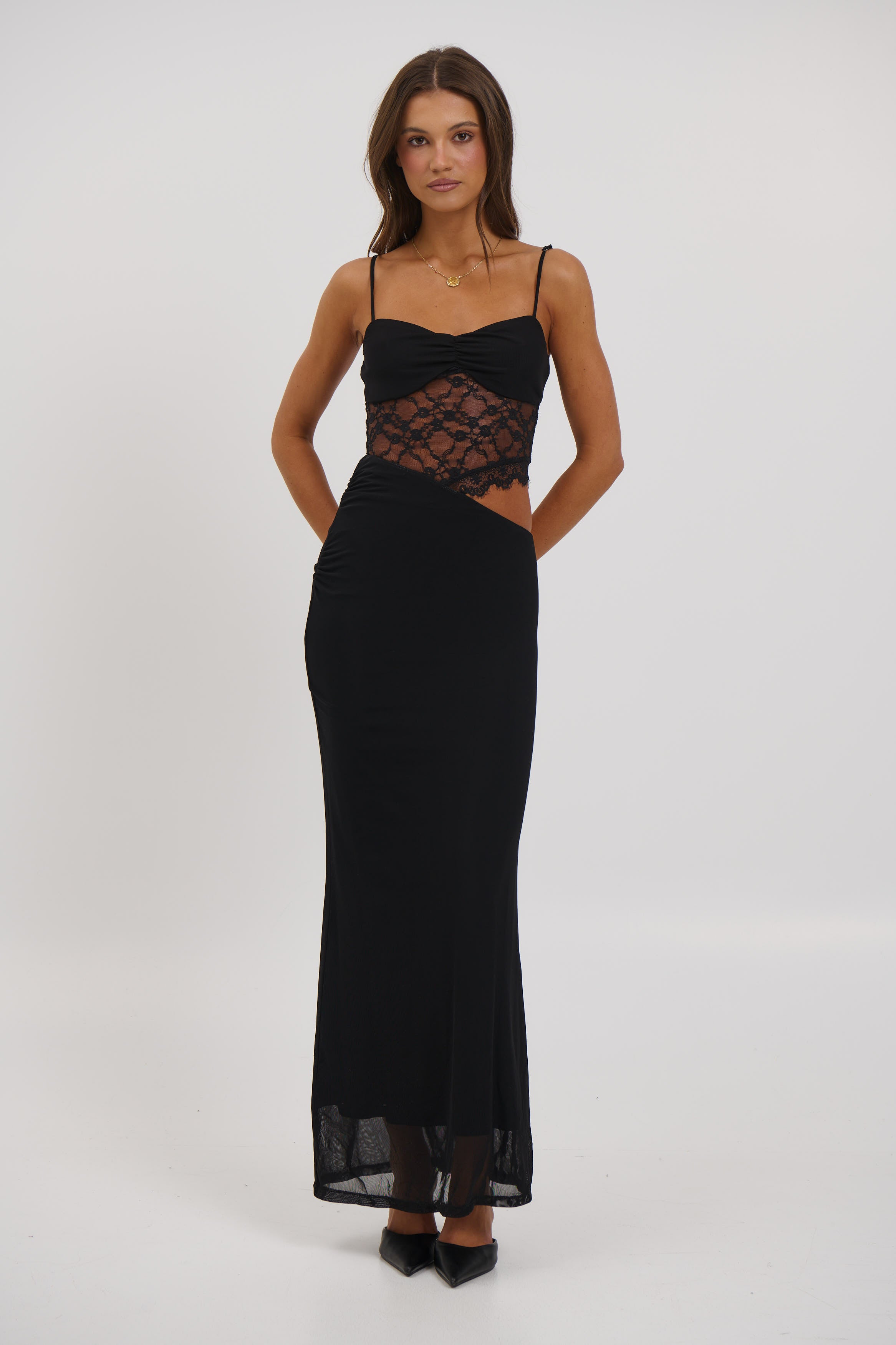 Navy Lace Maxi Dress Black