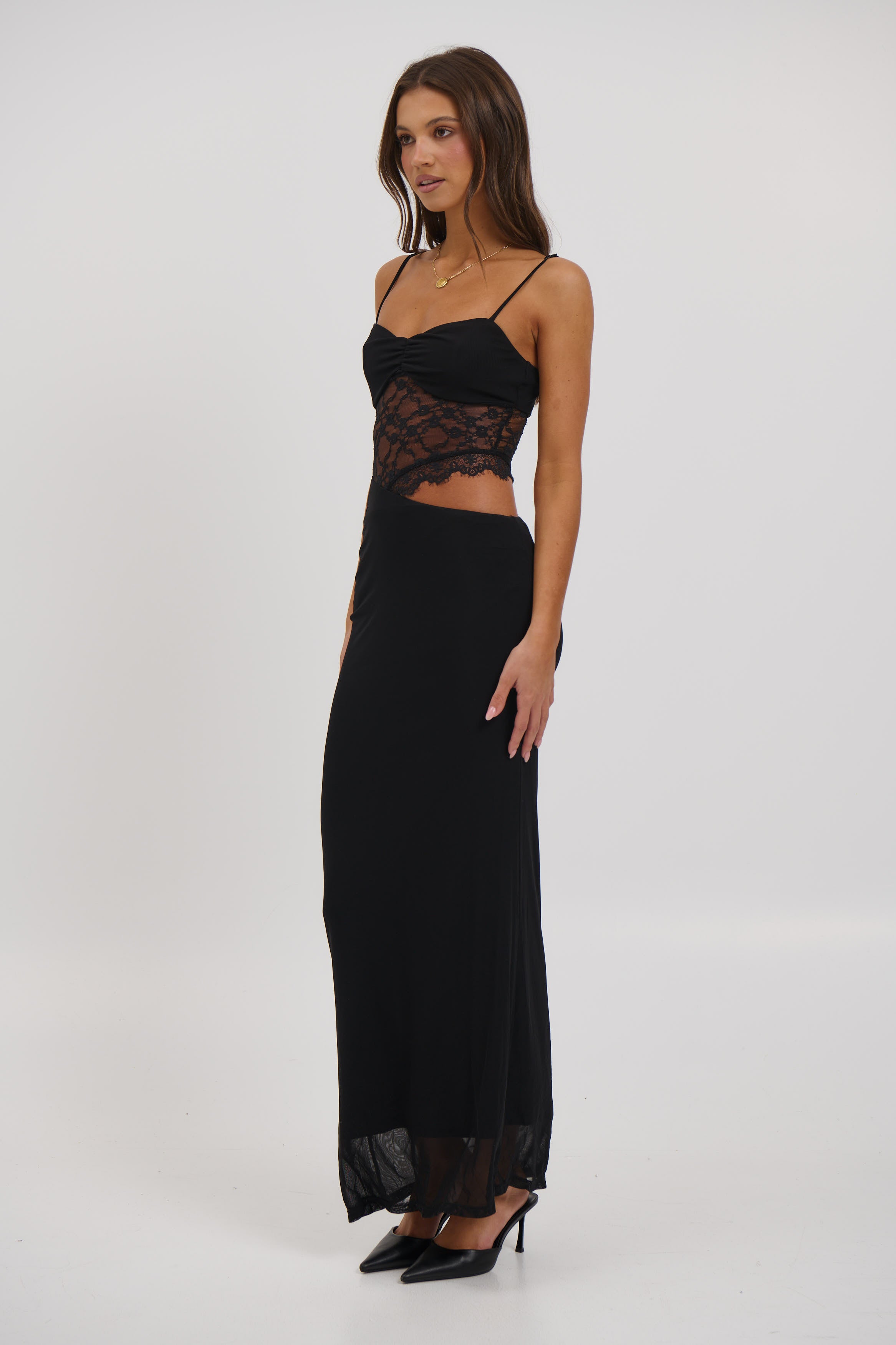 Navy Lace Maxi Dress Black