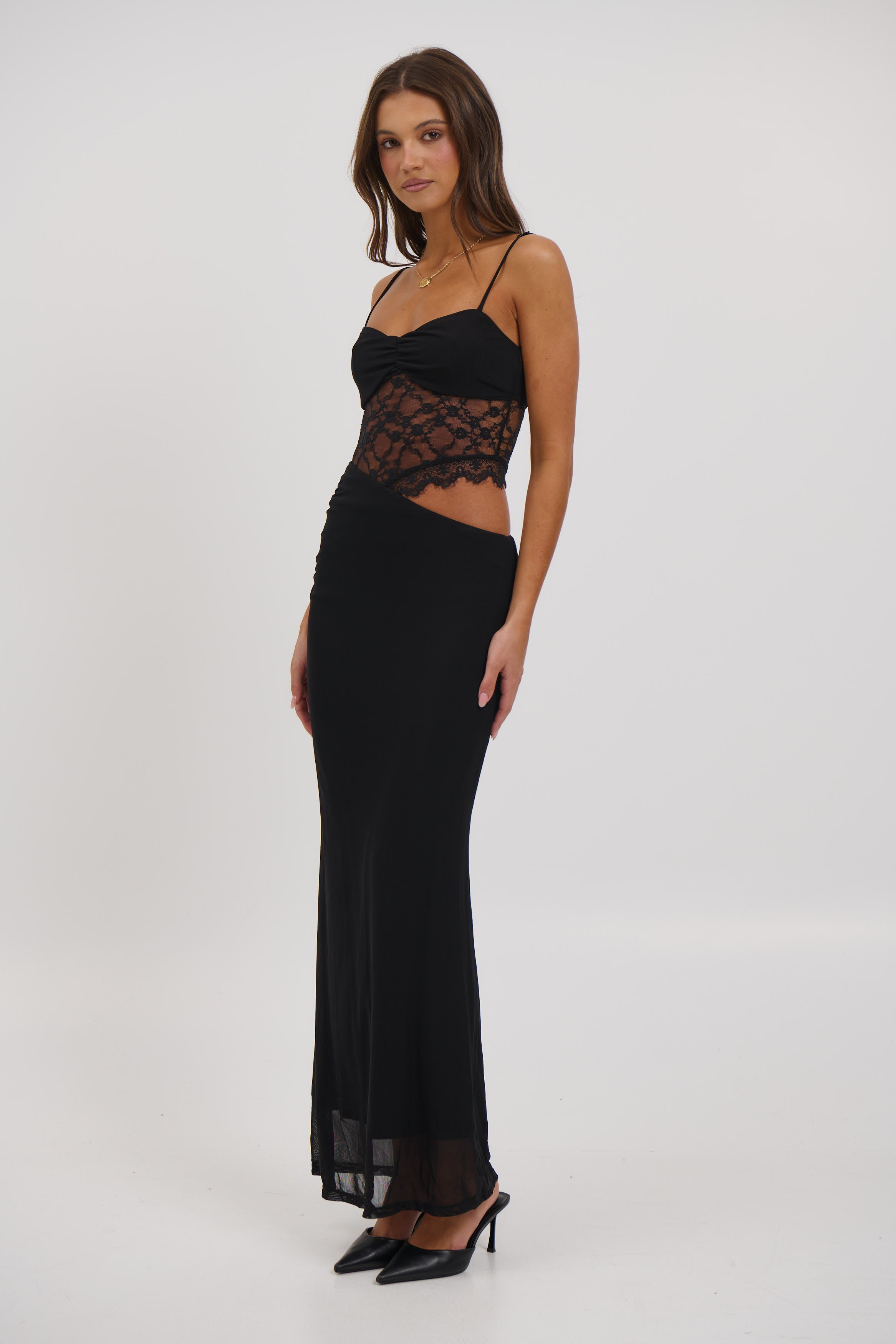Navy Lace Maxi Dress Black