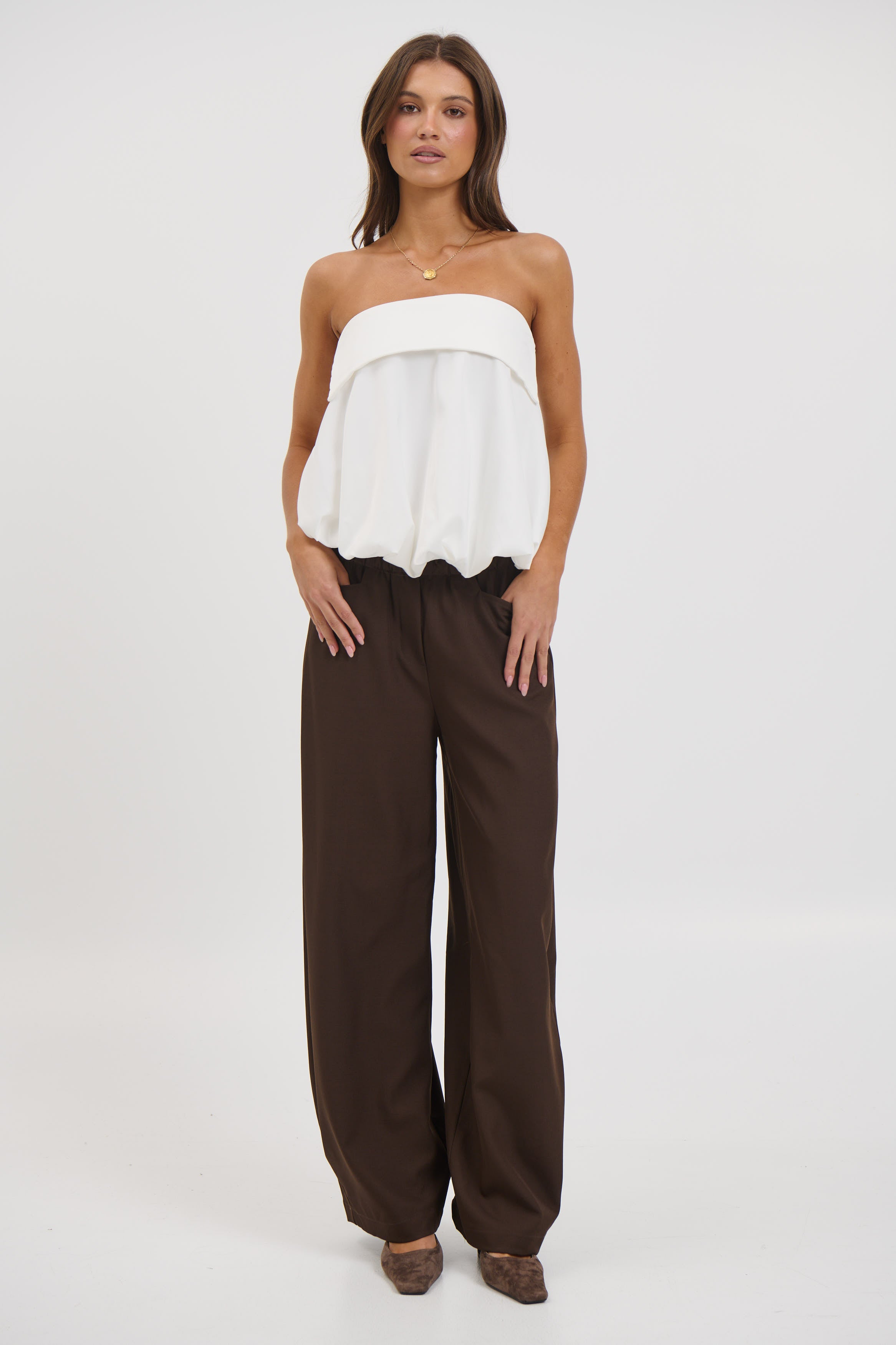 Gracie Strapless Top White