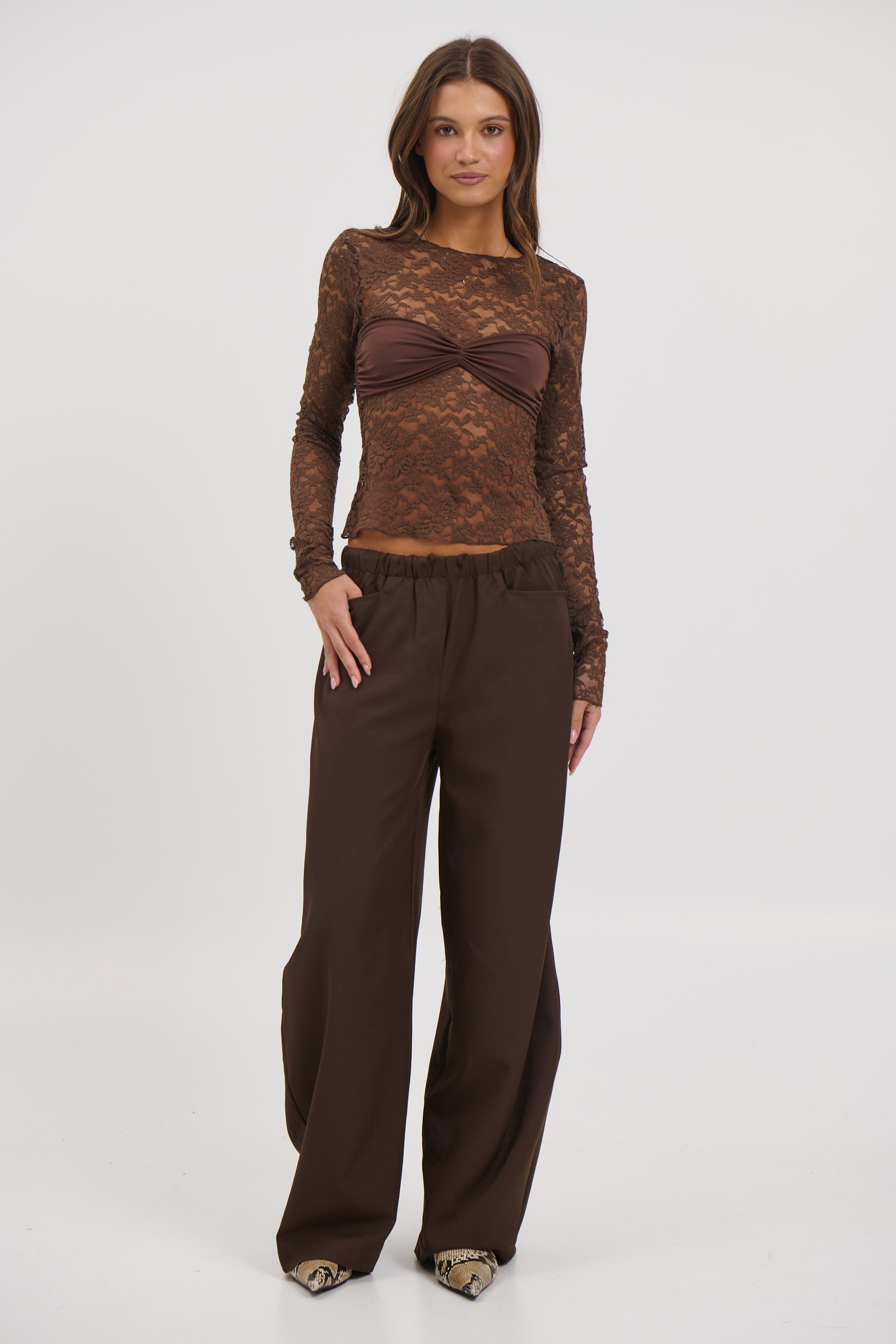 Midnight Long Sleeve Top Chocolate