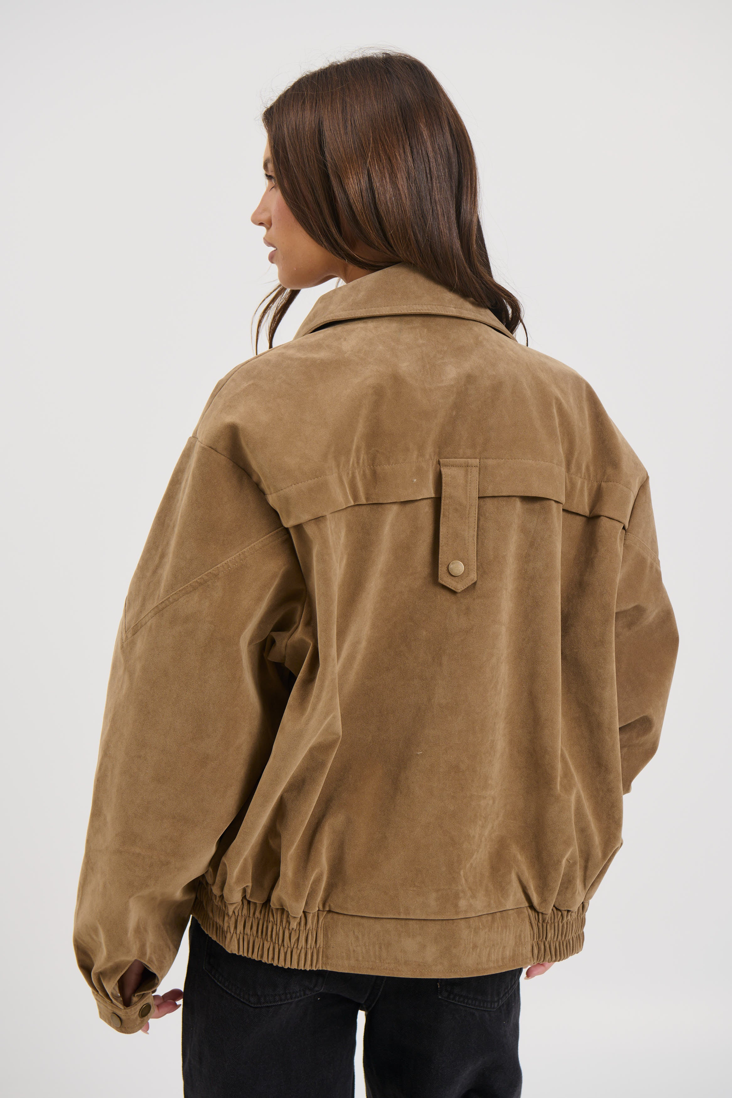 Jorja Suede Bomber Jacket Chocolate