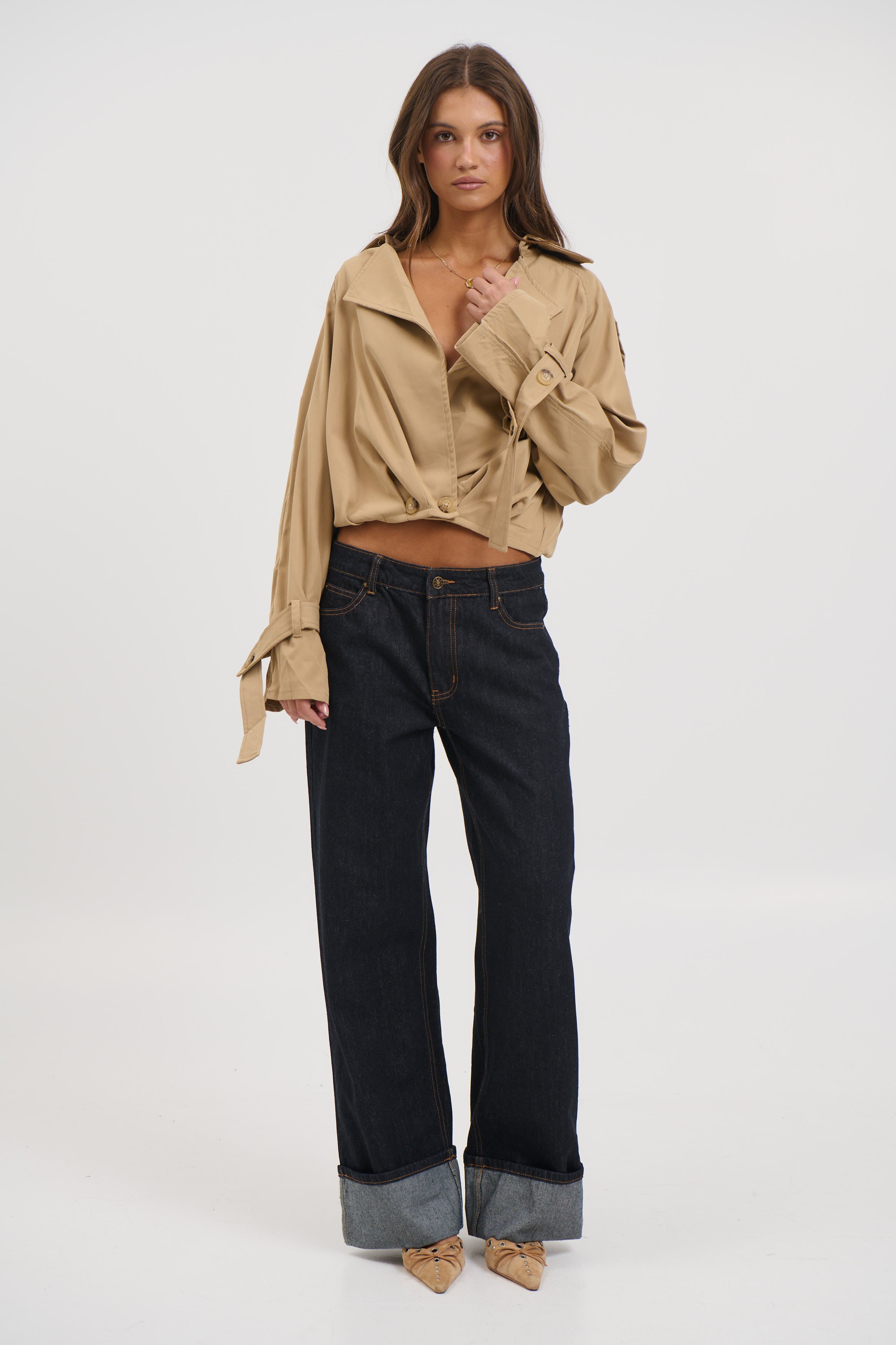 Elvira Cropped Trench Beige