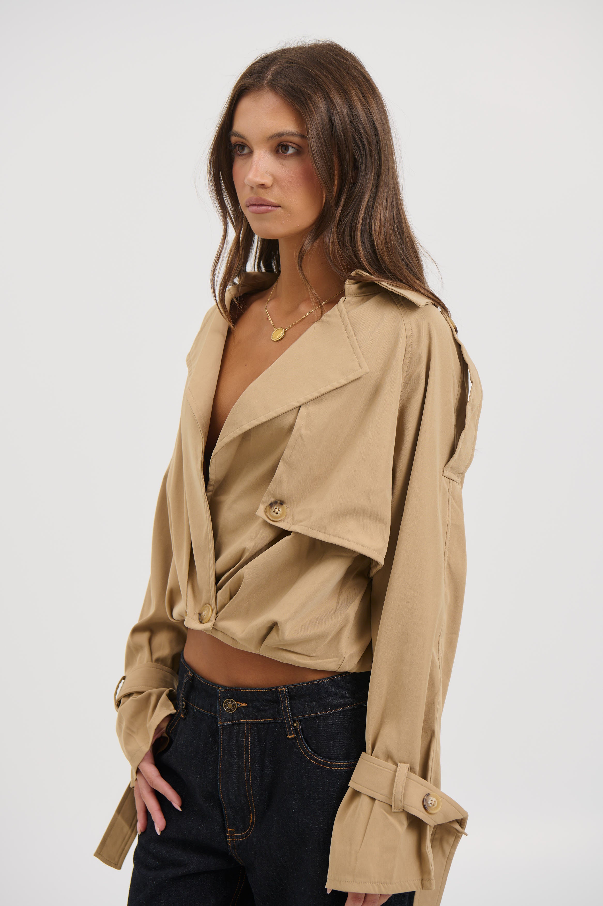 Elvira Cropped Trench Beige