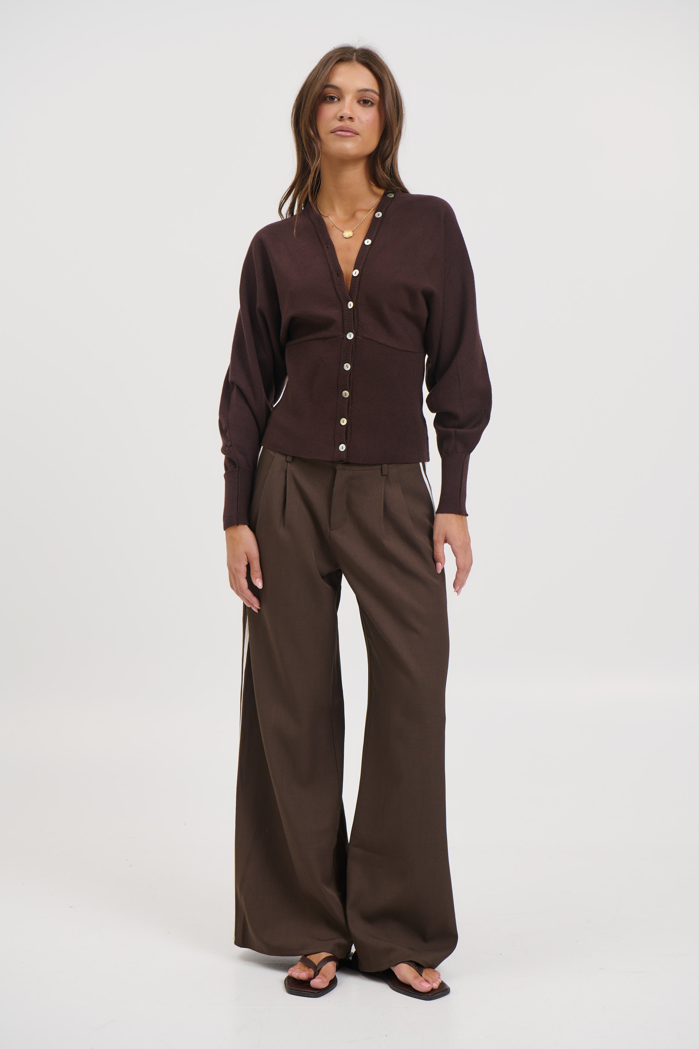 Taya Button Up Chocolate